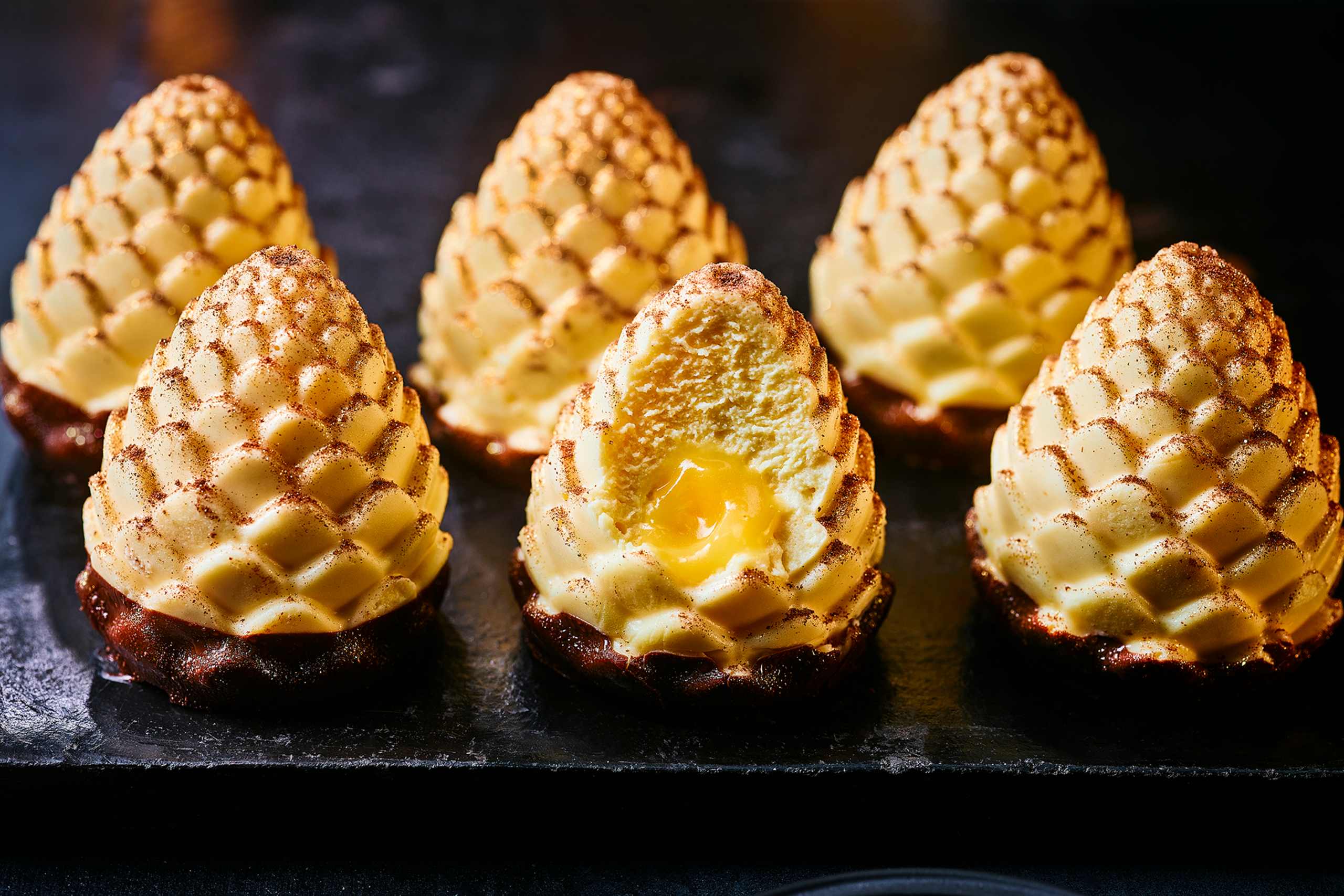 Collection Handmade Passion Fruit & White Chocolate Pine Cones (Serves 6) 1 of 2