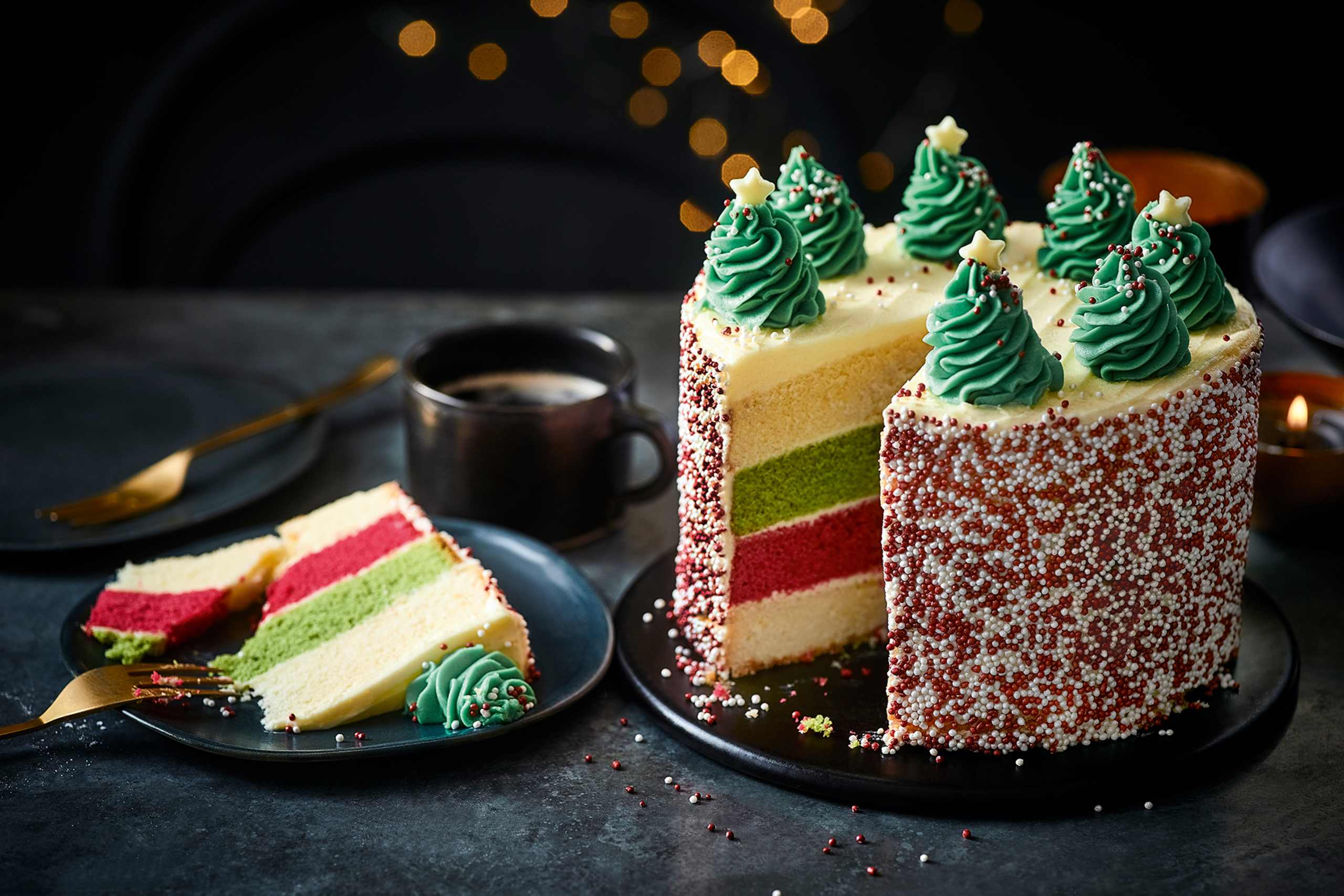 Christmas Rainbow Cake (Serves 8) 1 of 2