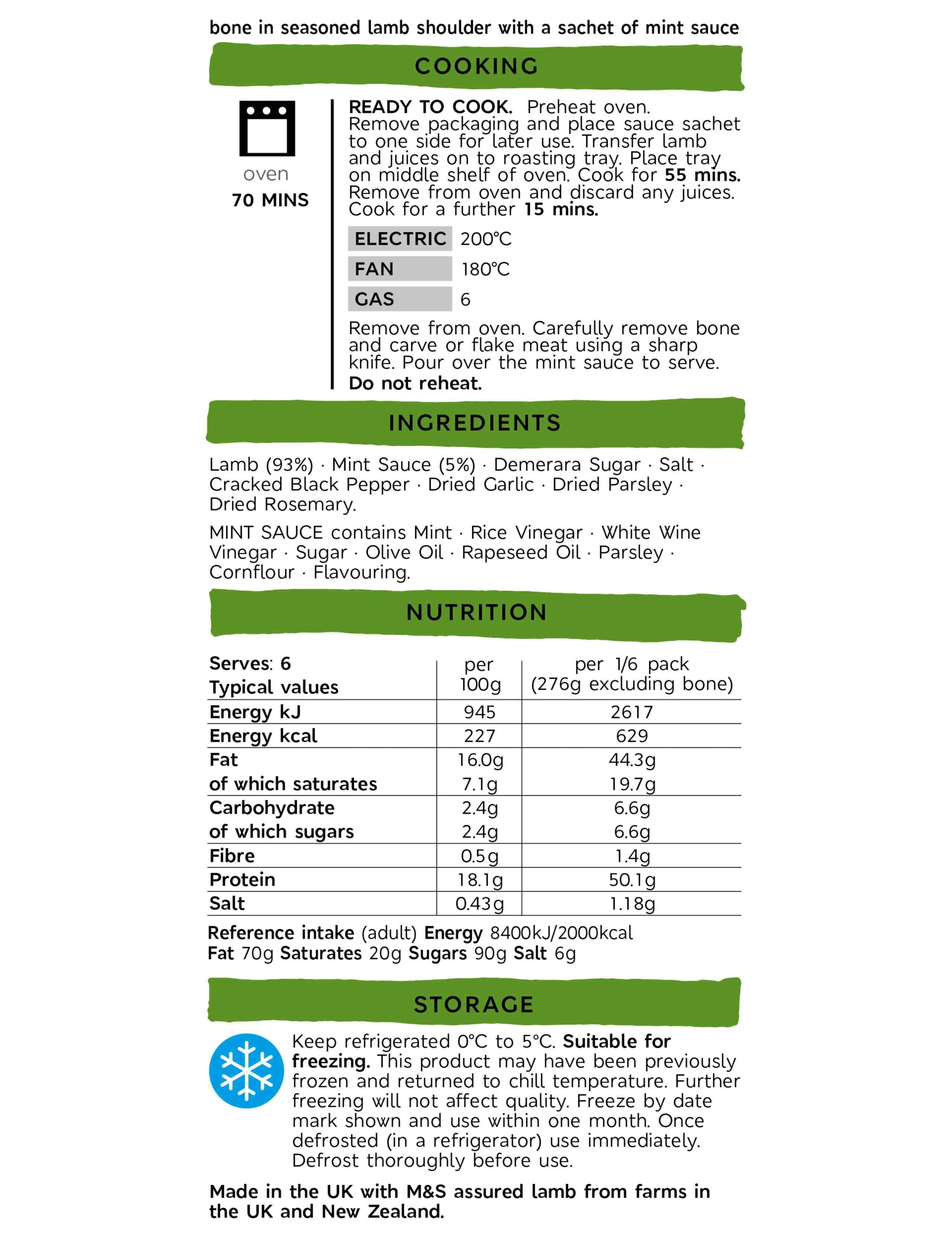 Slow Cooked Lamb Shoulder with Mint Drizzle (Serves 6) - (Last Collection Date 30th September 2020) 3 of 3