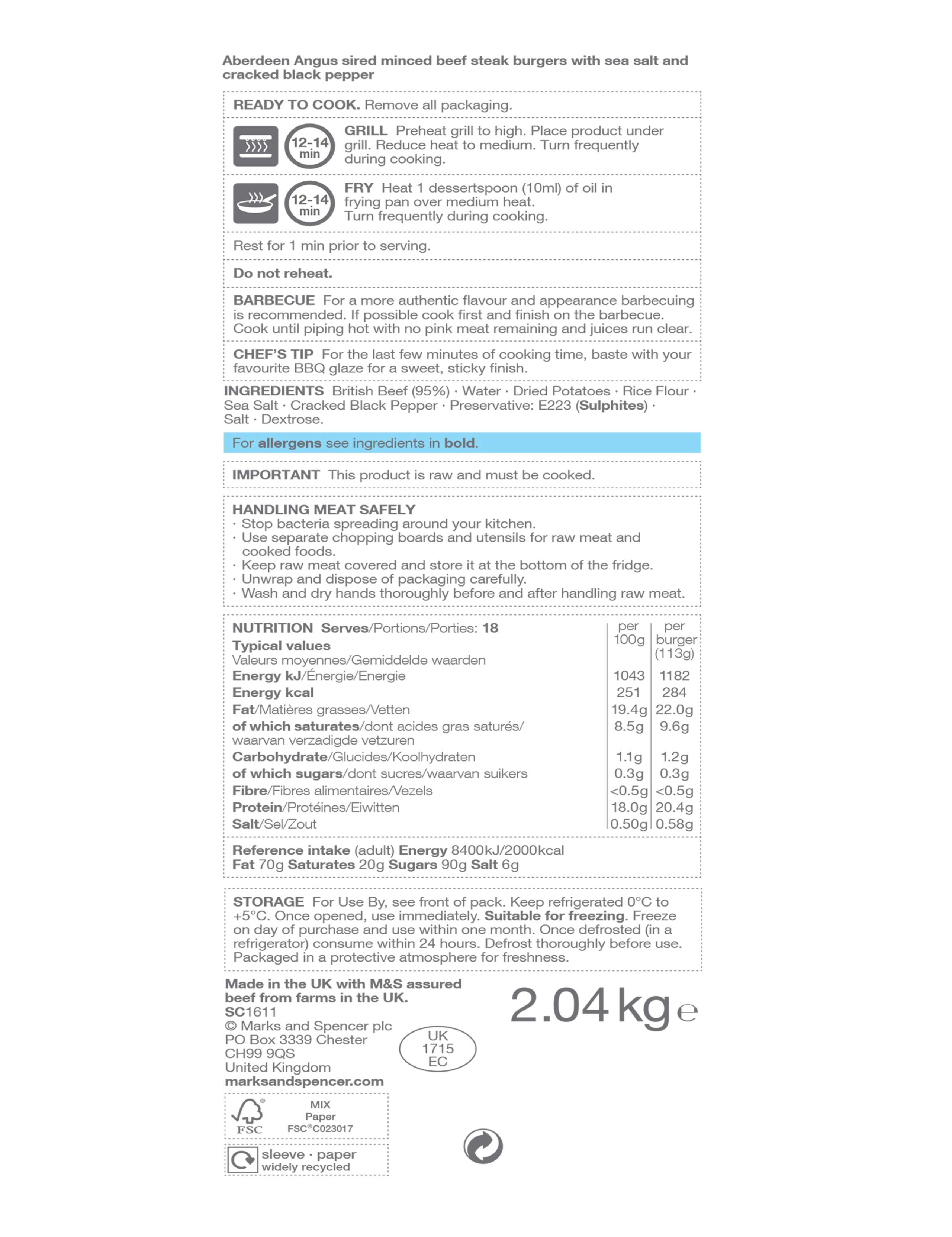 Aberdeen Angus Steak Burgers (18 Pieces) - (Last Collection Date 30th September 2020) 3 of 3