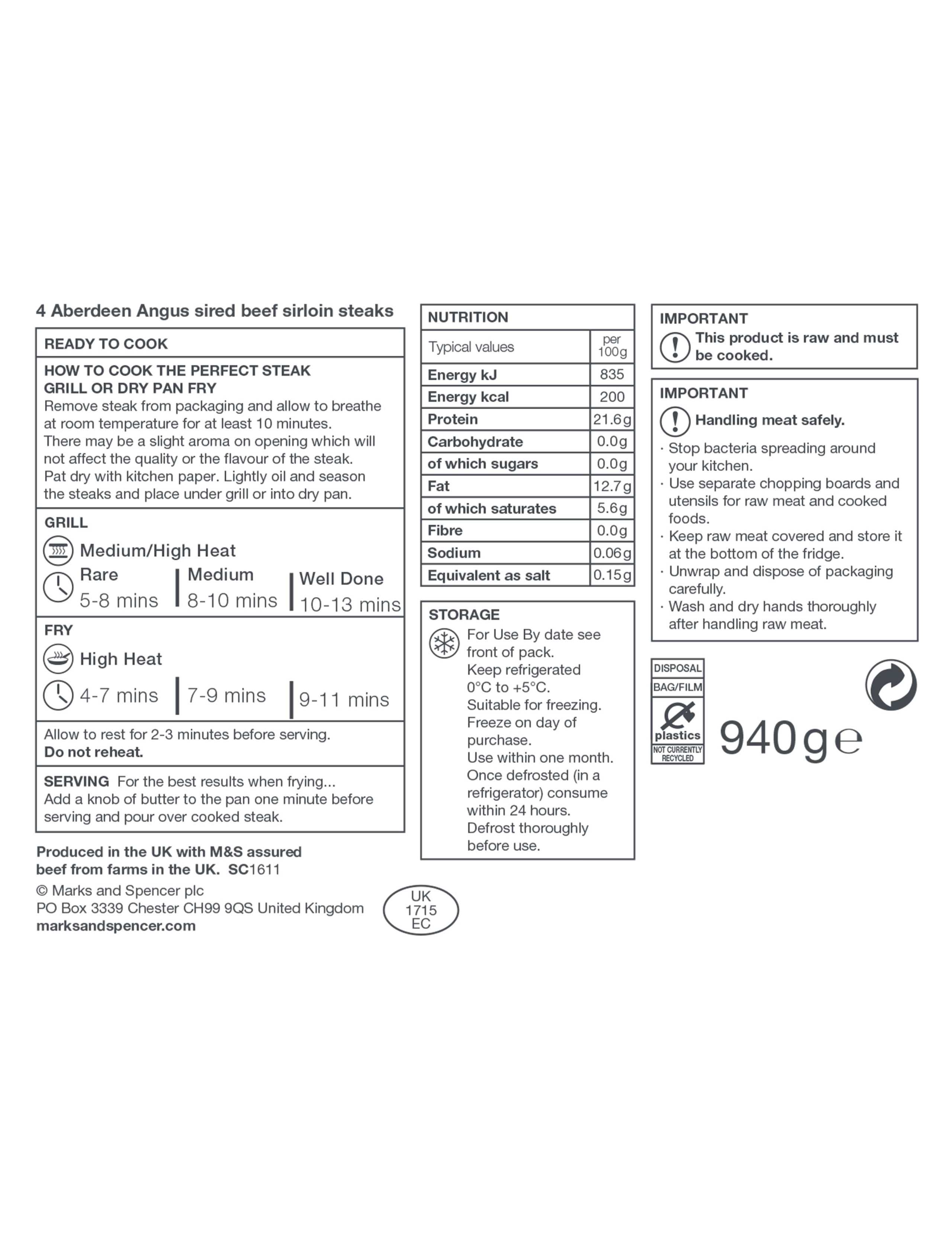 4 Aberdeen Angus Sirloin Steaks 3 of 3