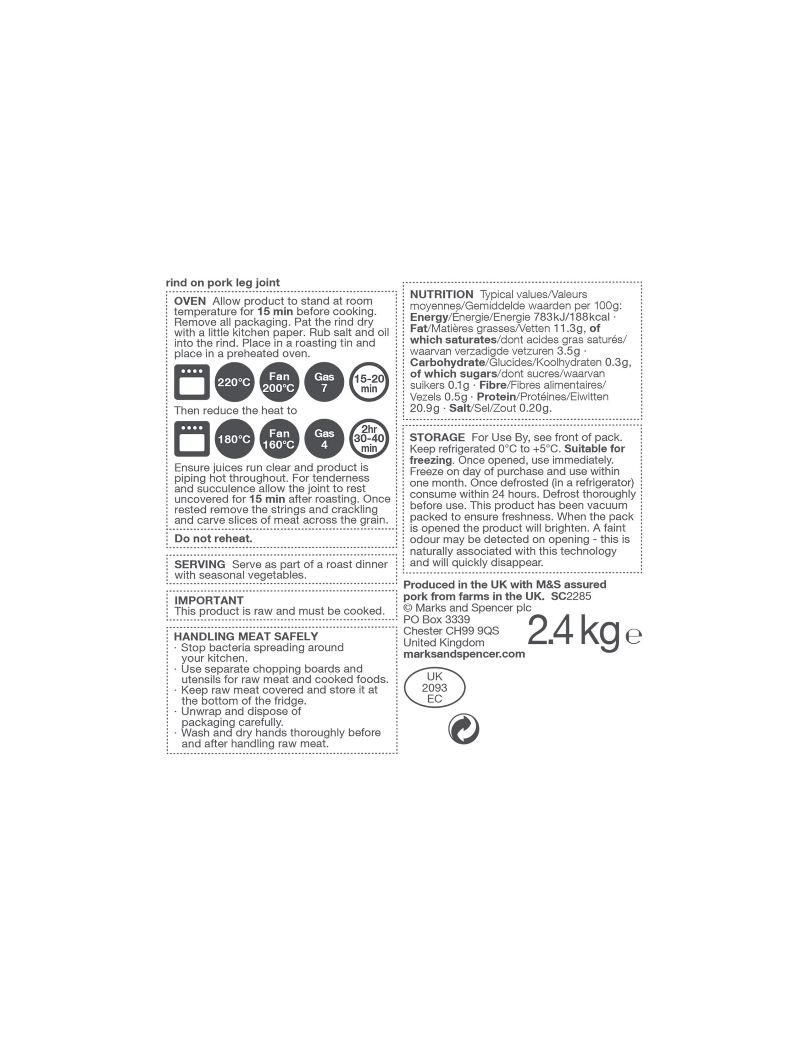 GOS Boneless Leg of Pork Serves 10-12 (2.4kg) 3 of 3