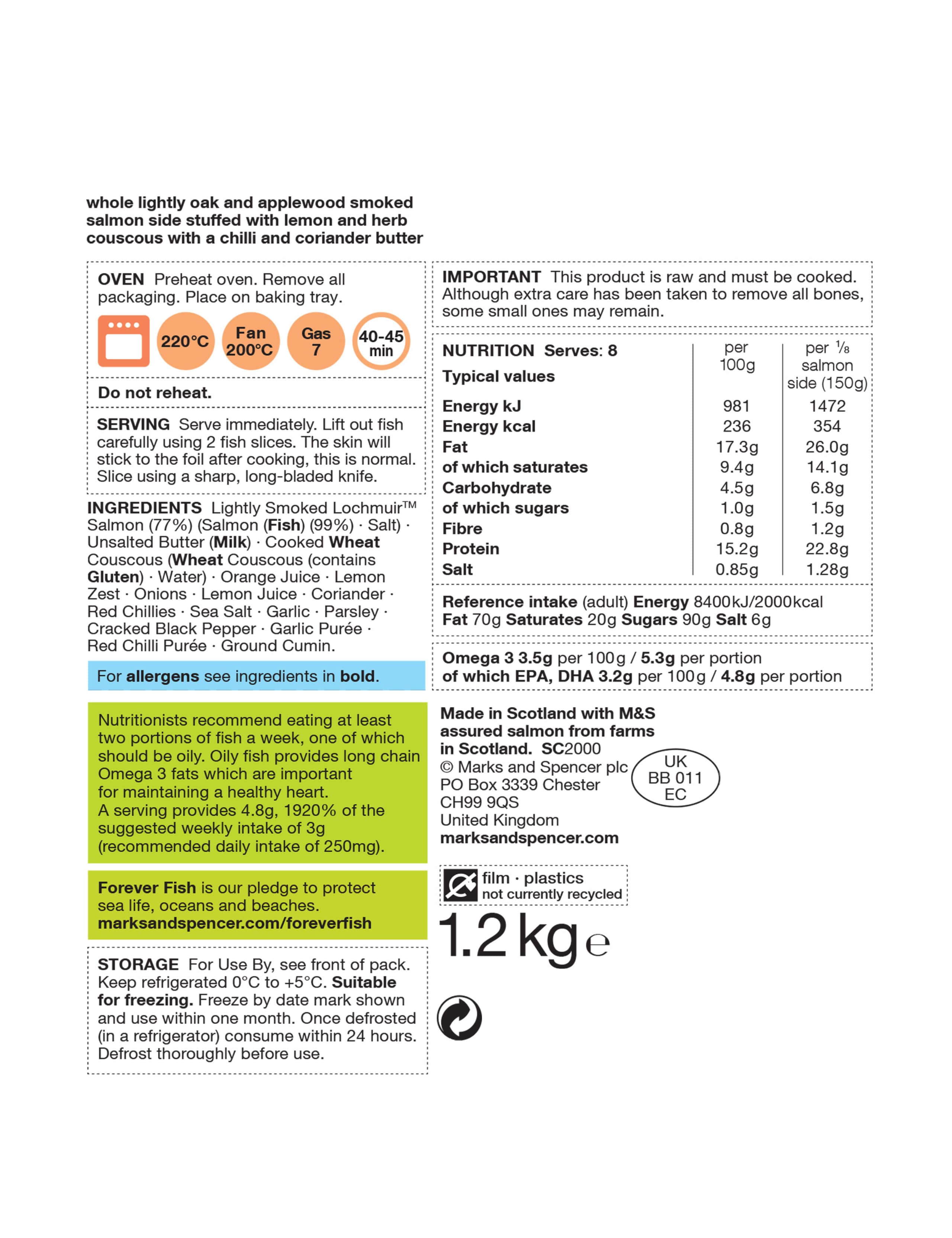Lightly Smoked Stuffed Scottish Lochmuir™ Side of Salmon 3 of 3
