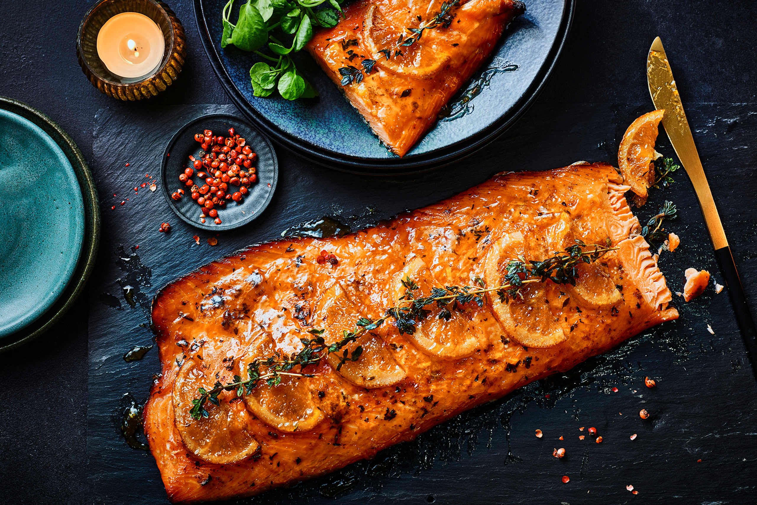 Collection Caledonian Gold™ Lightly Smoked Salmon Side with Orange, Honey & Thyme ​(Serves 6) 1 of 2