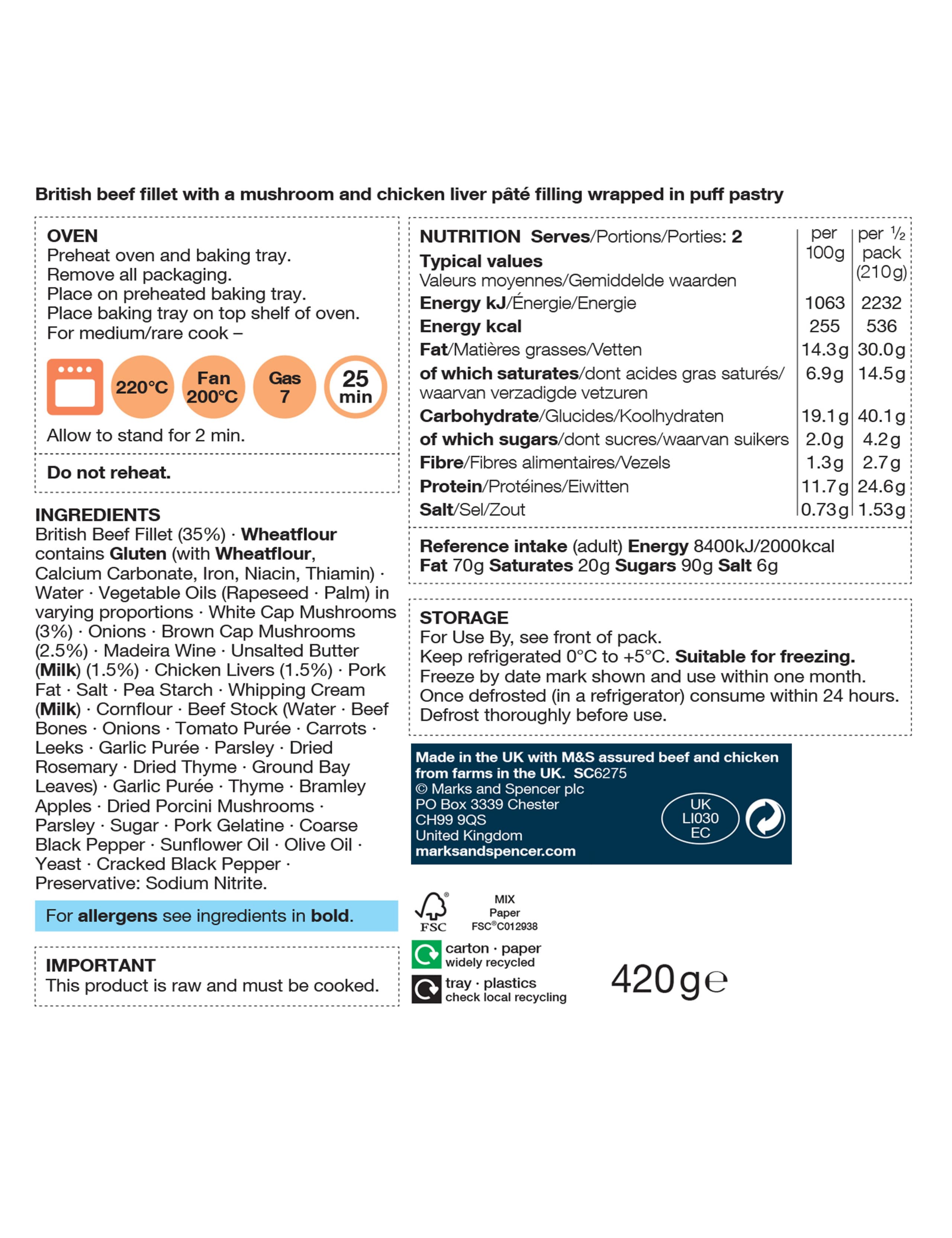 Beef Wellingtons (Serves 4) - Last customer collection date 6th September 2 of 3