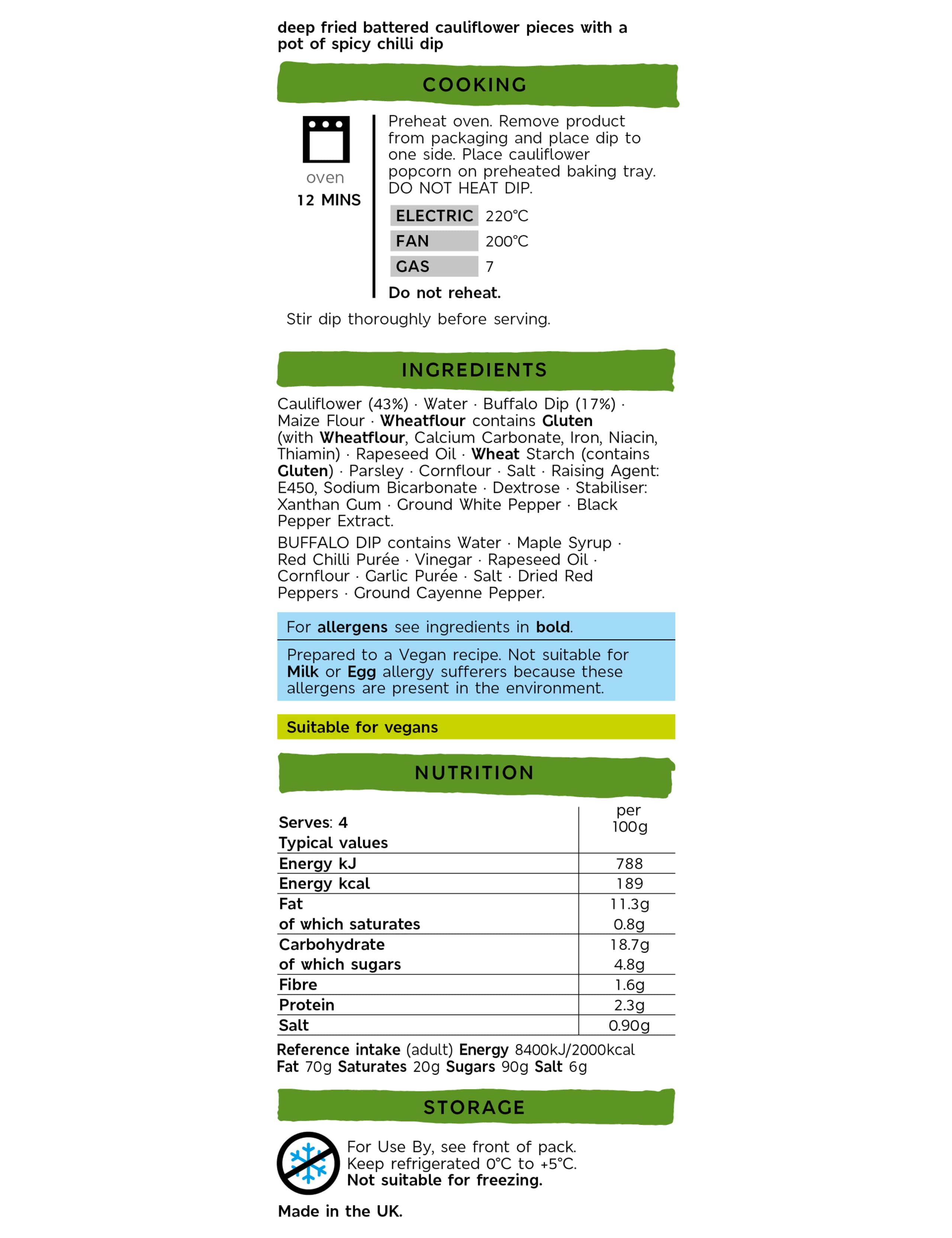 Plant Kitchen Cauliflower Popcorn (Serves 4) - (Last Collection Date 30th September 2020) 2 of 2