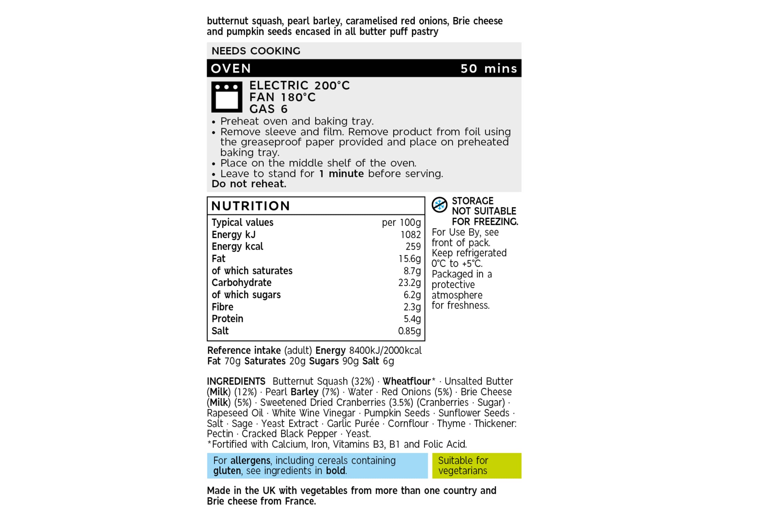 Collection Butternut Squash, Brie & Caramelised Onion Wellington (Serves 4) 2 of 2