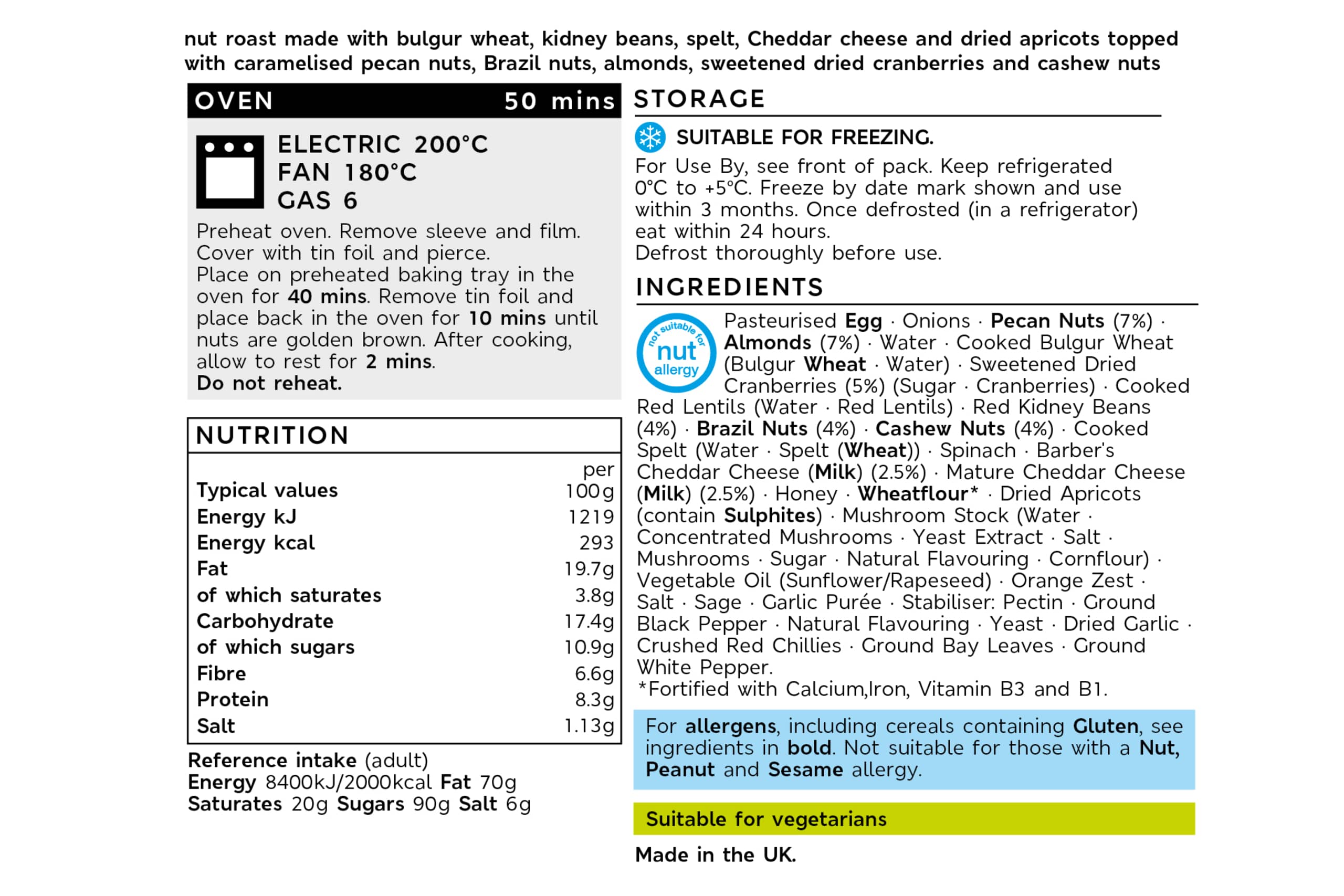 Collection Vegetarian Nut Roast With Caramelised Nuts & Cranberries (Serves 4) 2 of 2