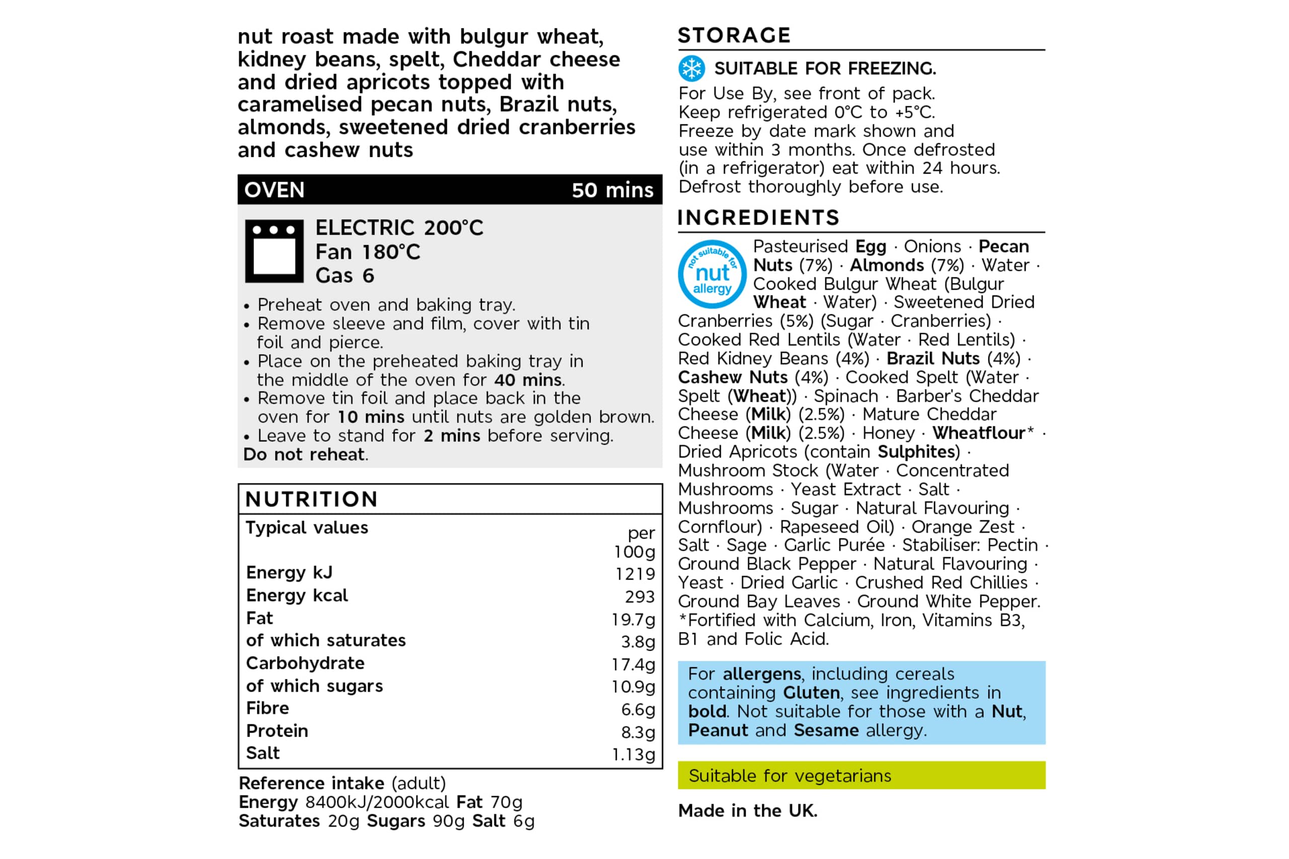Collection Vegetarian Nut Roast with Caramelised Nuts & Cranberries (Serves 4) 2 of 2