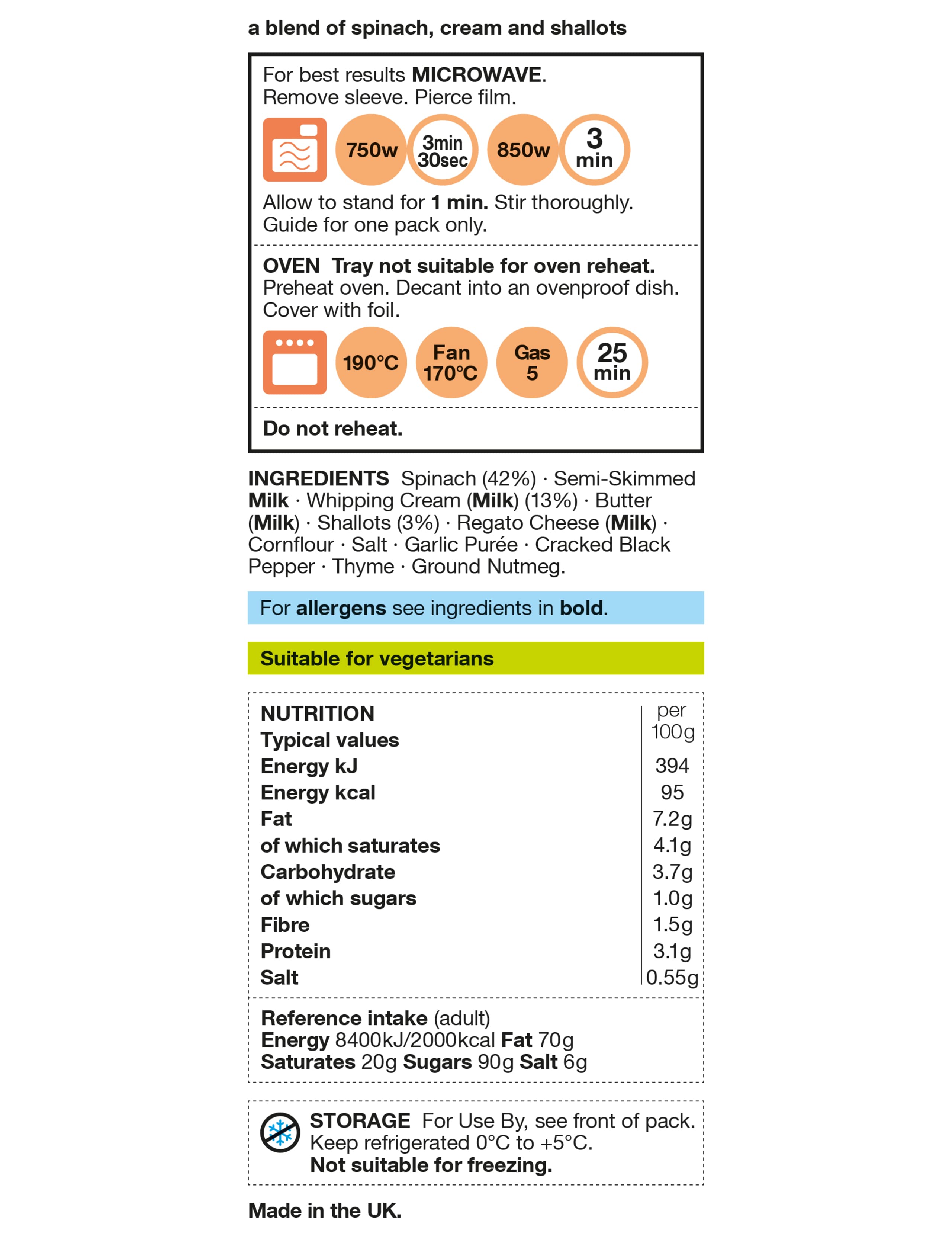 Creamy Spinach (Serves 4) - (Last Collection Date 30th September 2020) 2 of 2