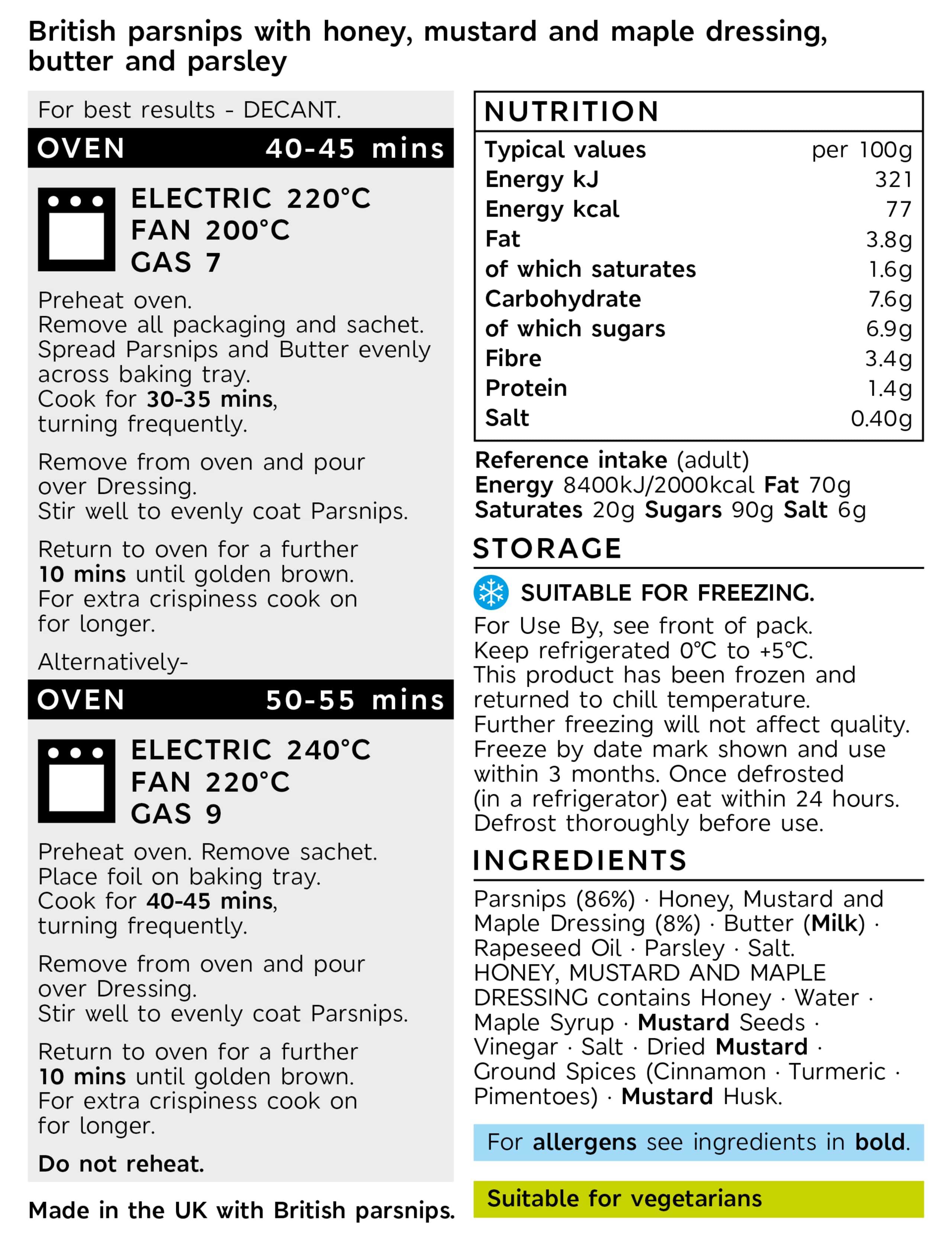 Honey & Mustard Parsnips (Serves 4) 2 of 2