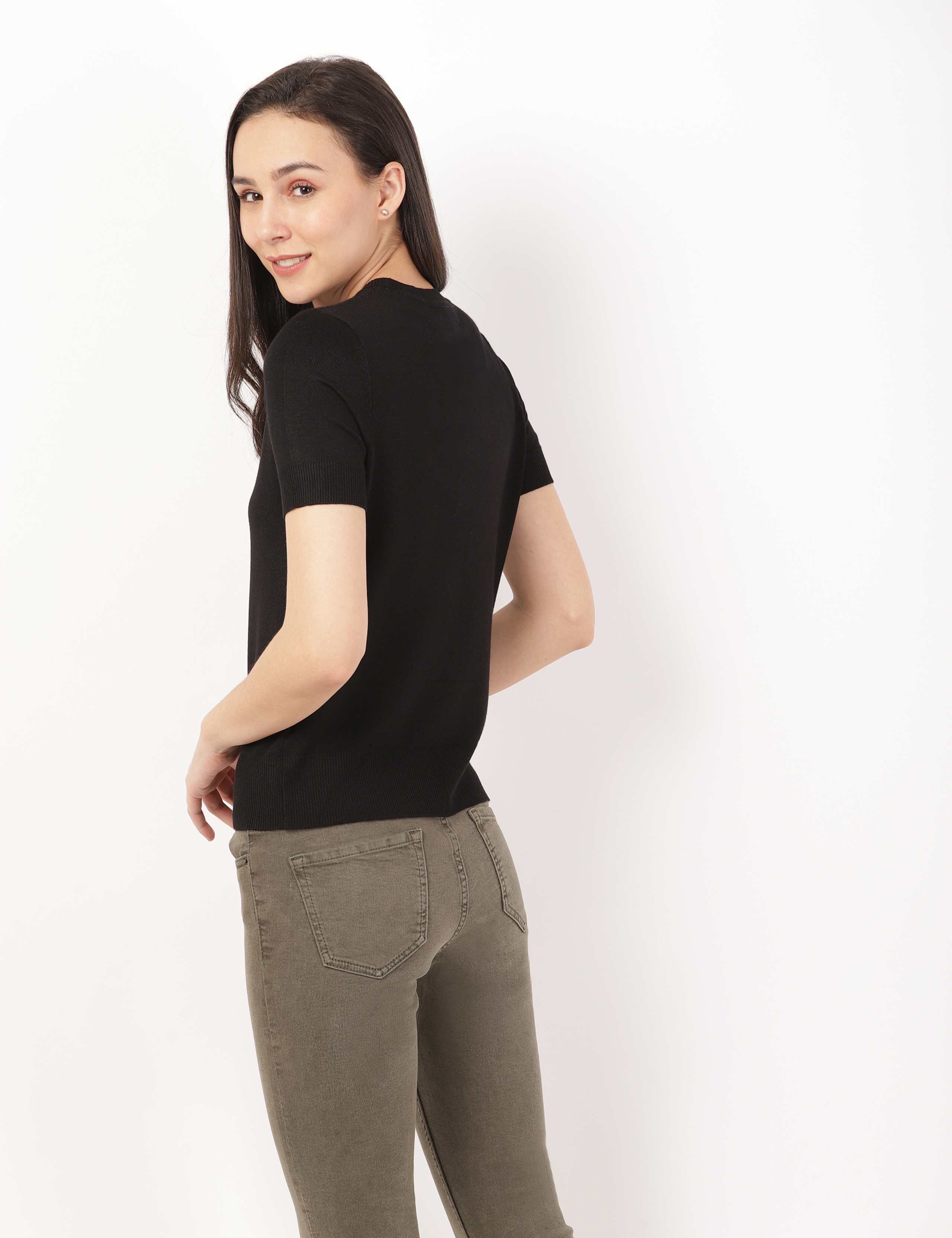 Knitted Crew Neck Short Sleeve Top 3 of 3
