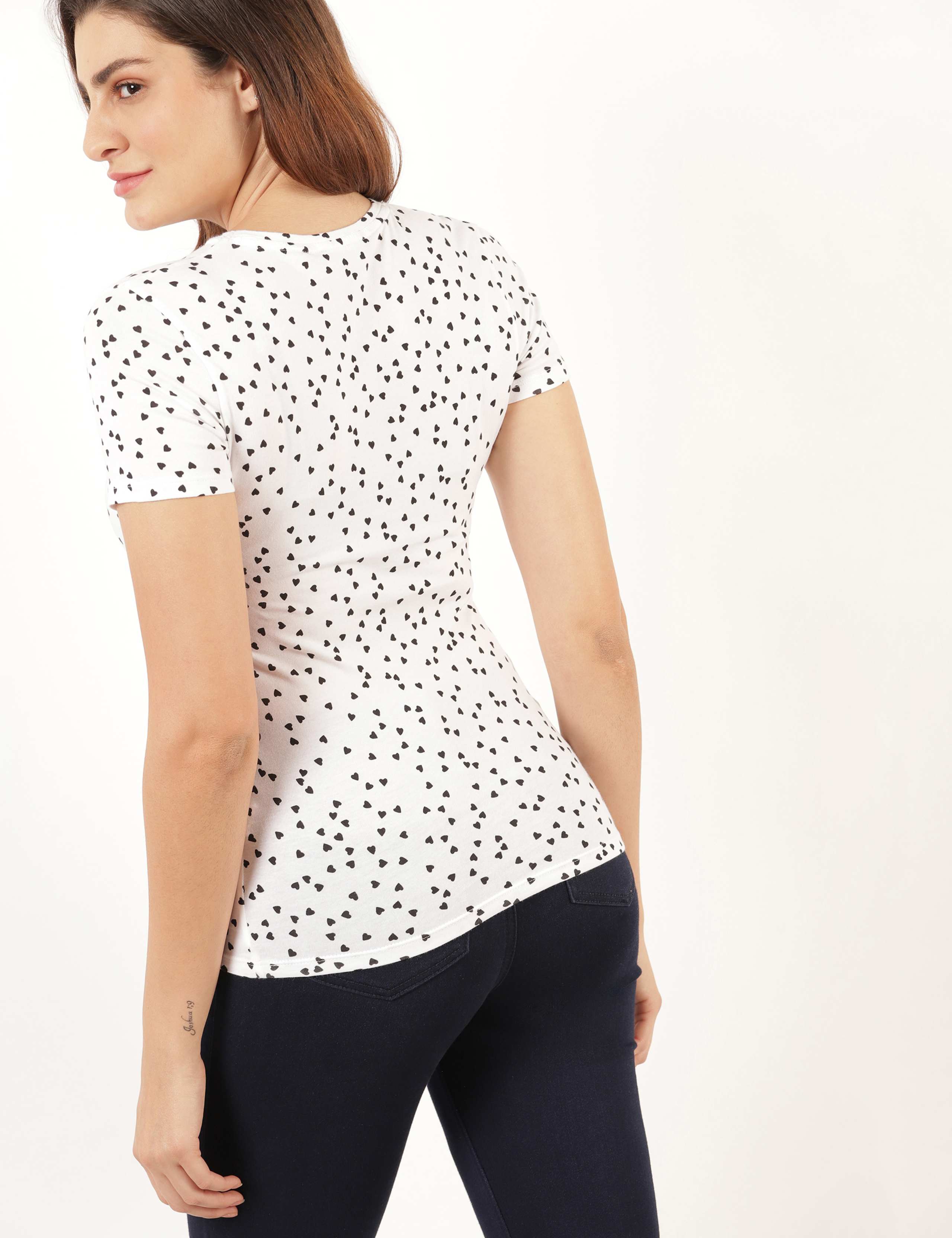 Cotton Floral Crew Neck Fitted T-Shirt 3 of 3