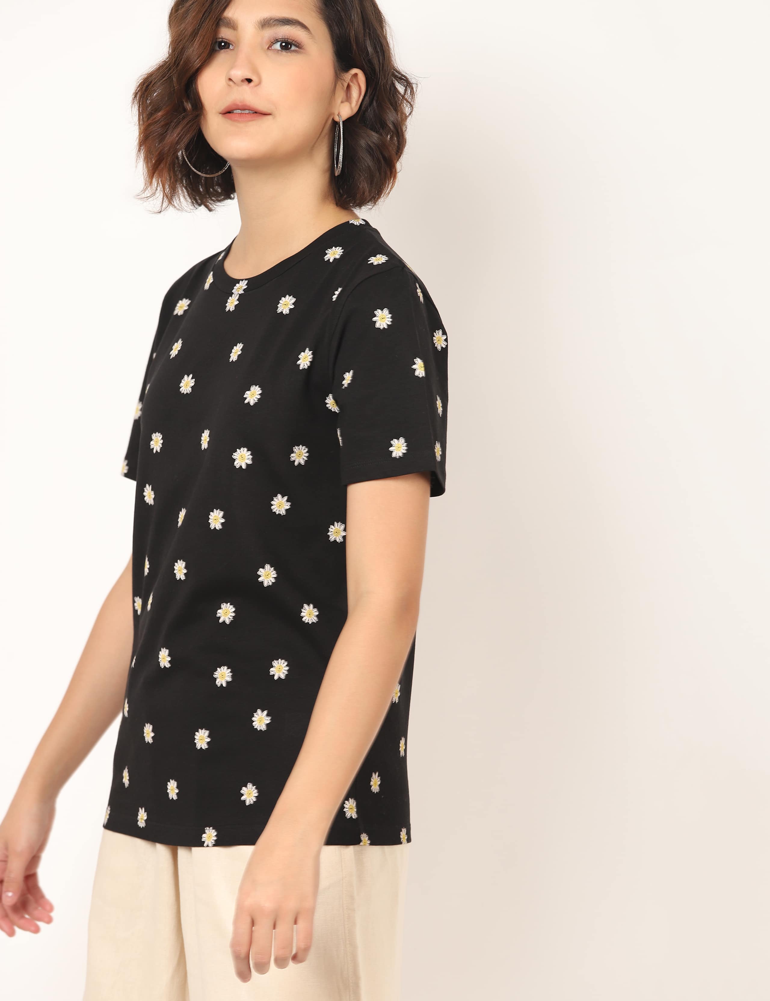 Pure Cotton Floral Straight Fit T-Shirt 1 of 3