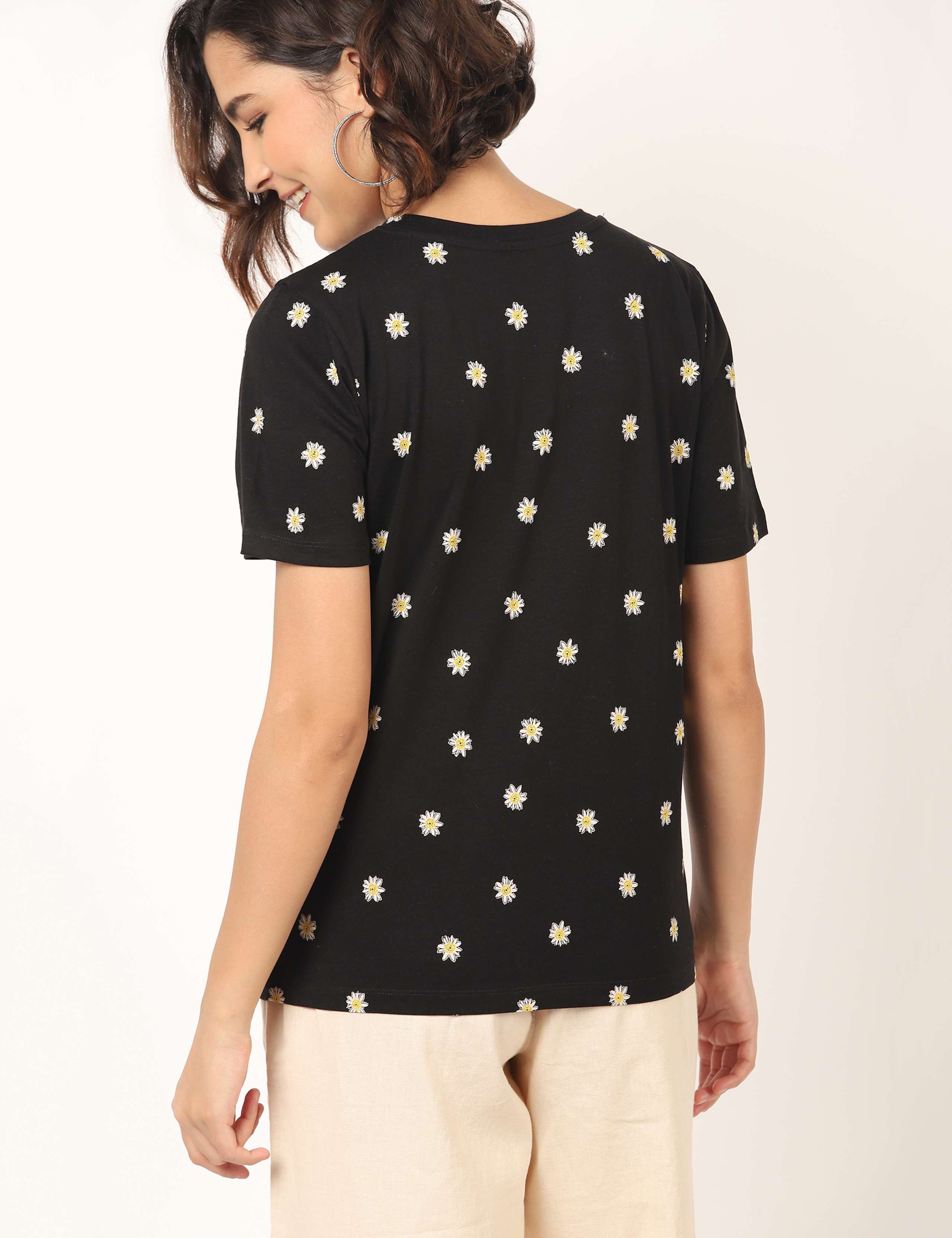 Pure Cotton Floral Straight Fit T-Shirt 3 of 3