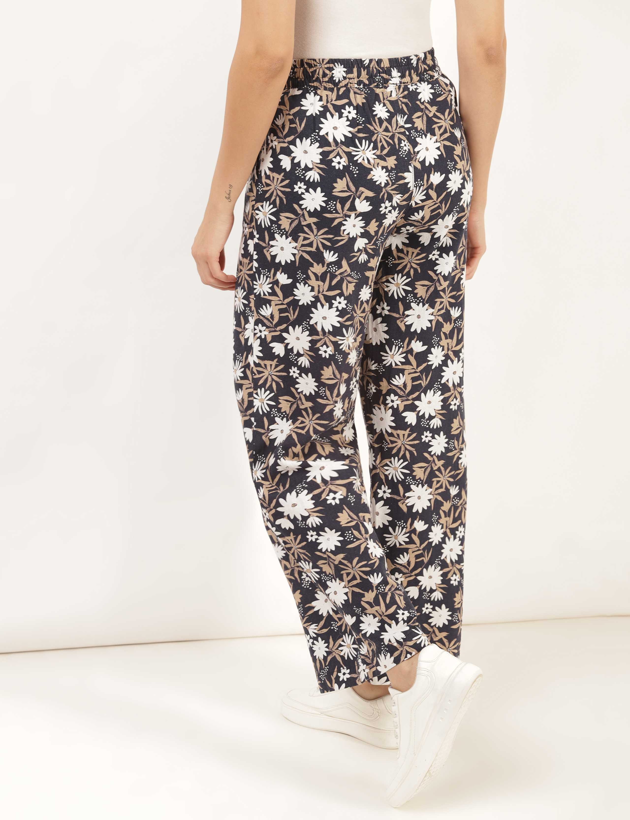 Linen Viscose Navy Based Floral 2 of 4