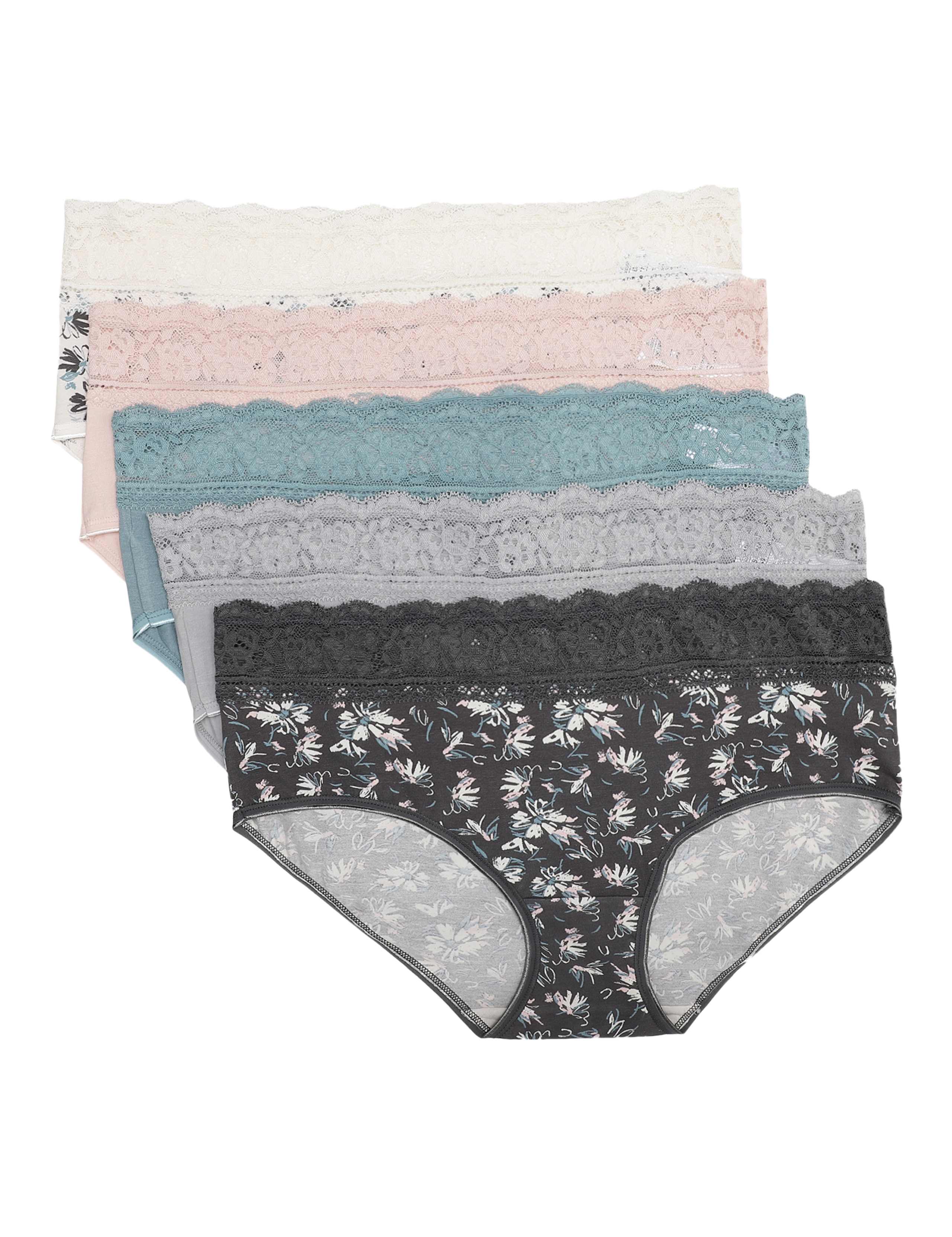 5Pk Lace Waist Midi Floral Knickers 1 of 1