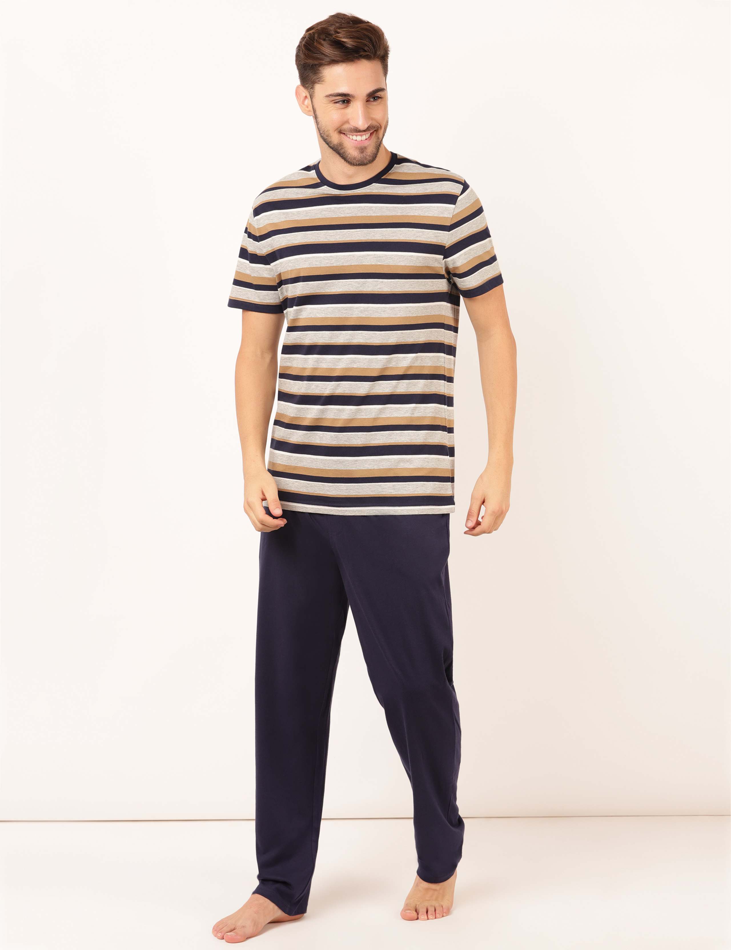 Pure Cotton Multi Stripe Pyjama Set 1 of 3