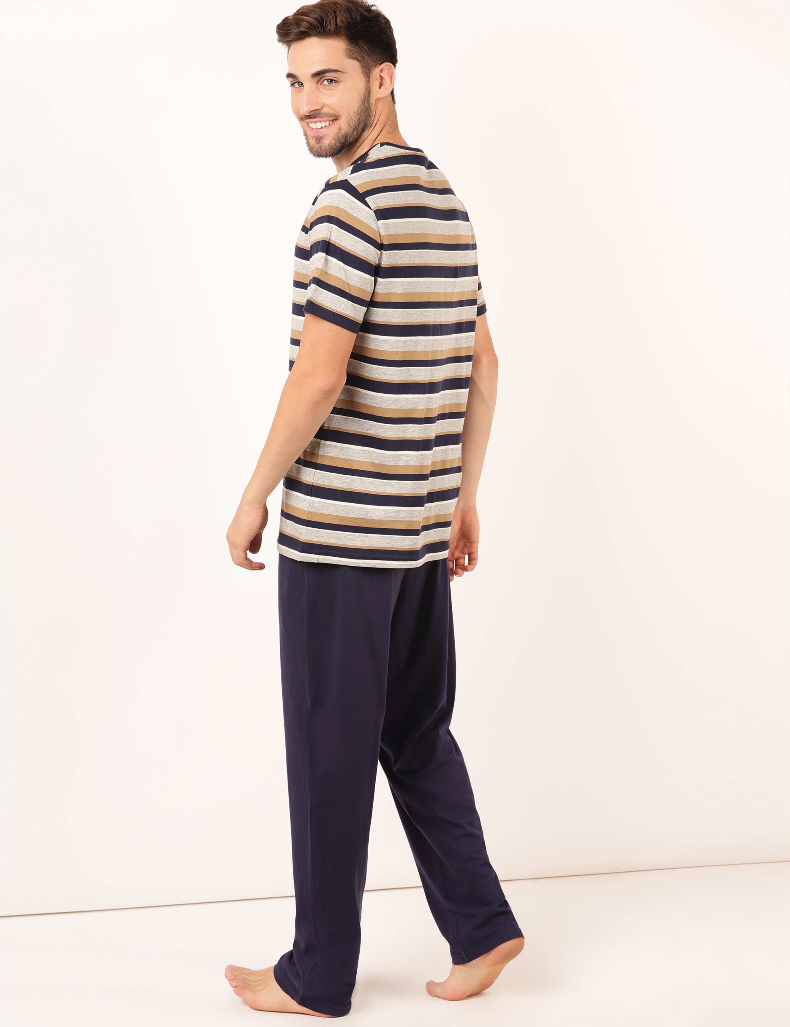 Pure Cotton Multi Stripe Pyjama Set 2 of 3