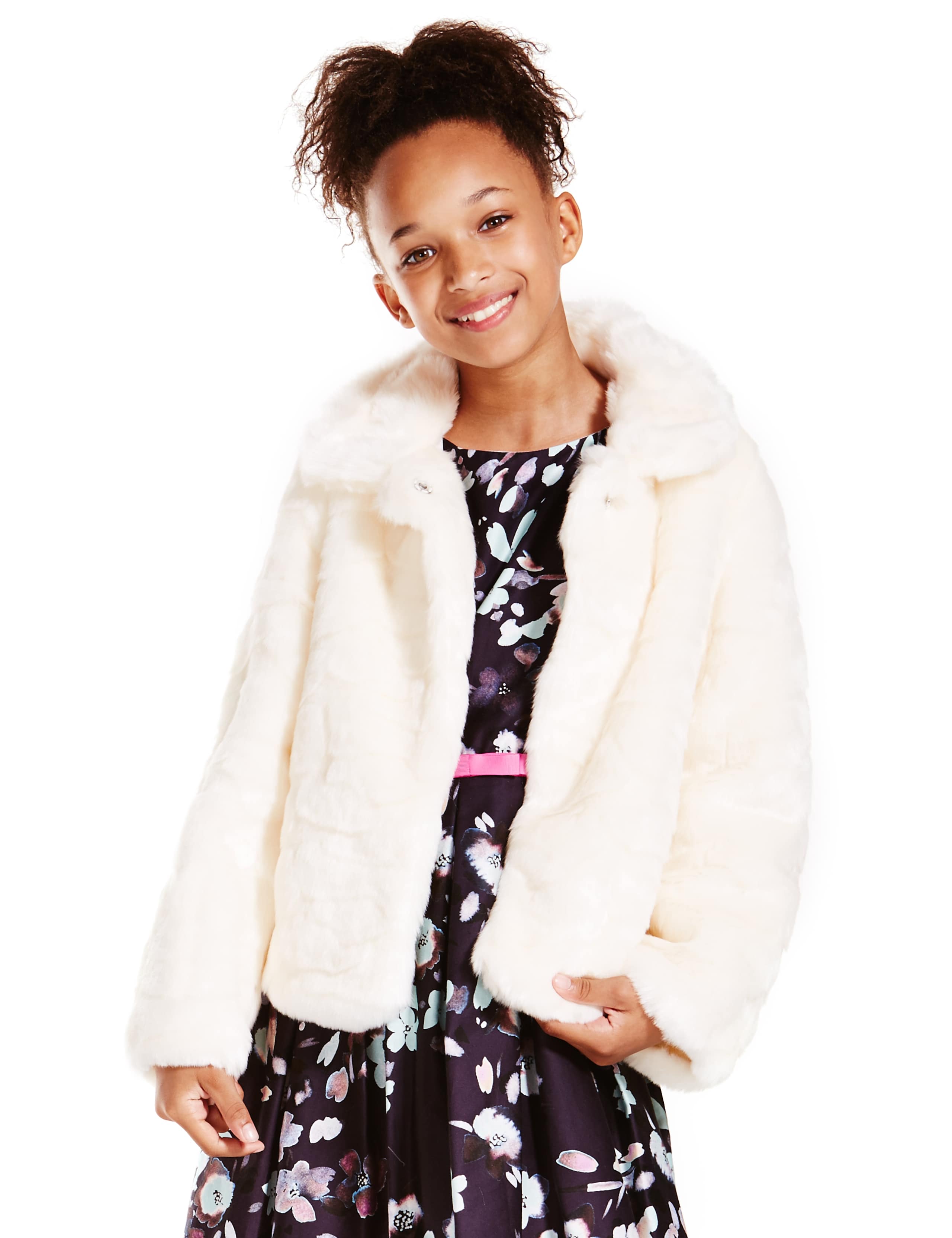 Textured Faux Fur Coat (5-14 Years) 1 of 4