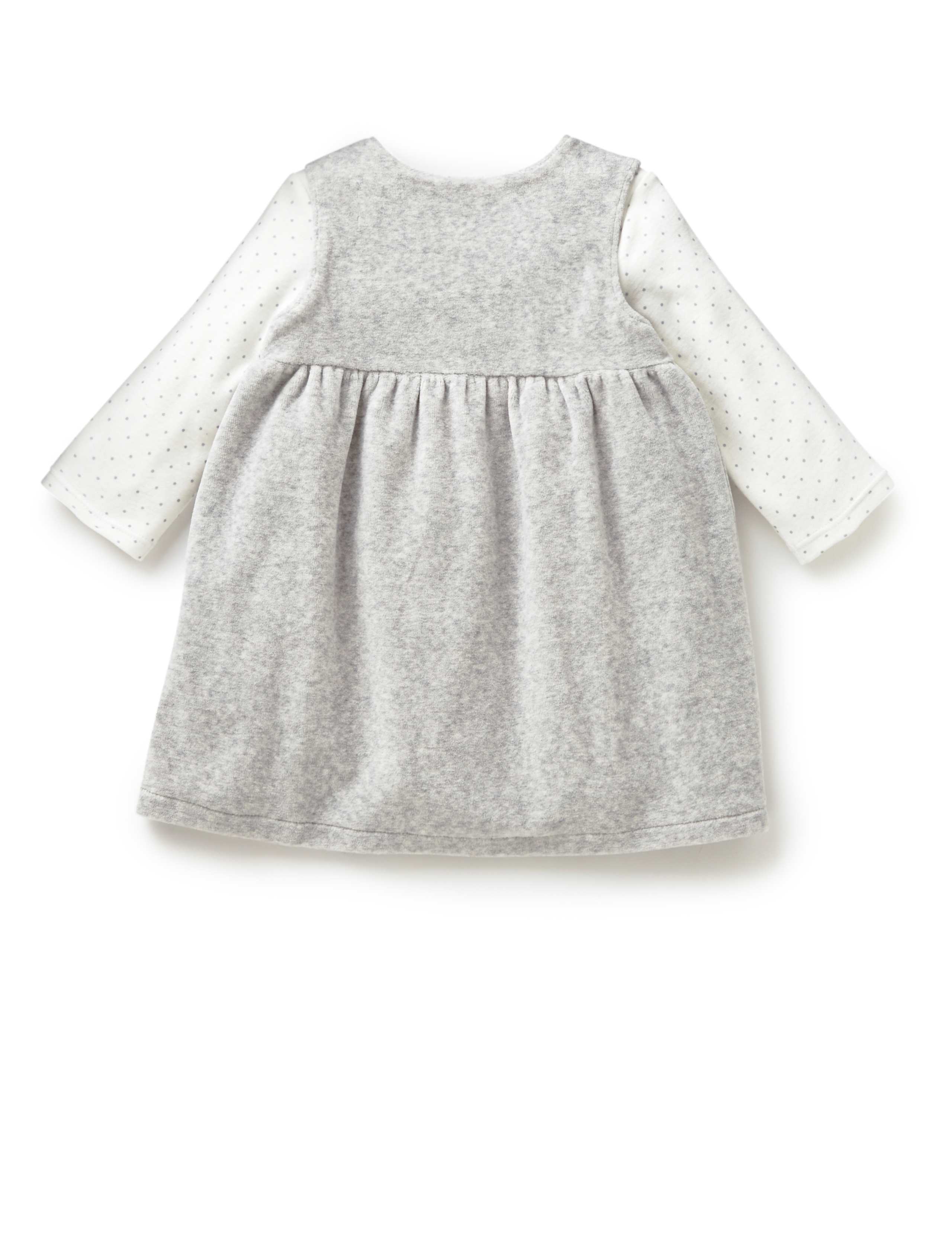3 Piece Cotton Rich Velour Dress, Bodysuit & Tights Outfit 2 of 4