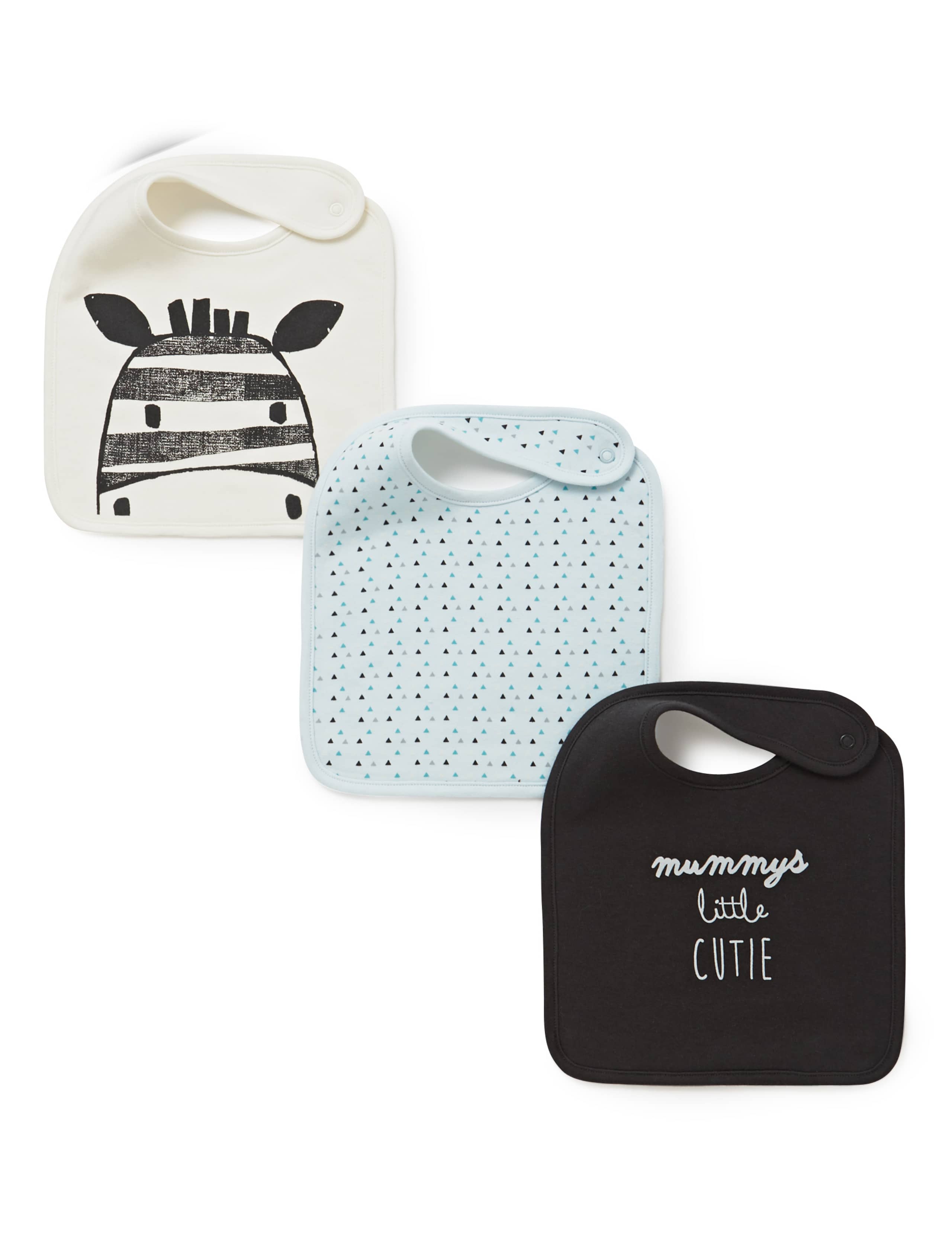 3 Pack Pure Cotton Assorted Bibs 1 of 2