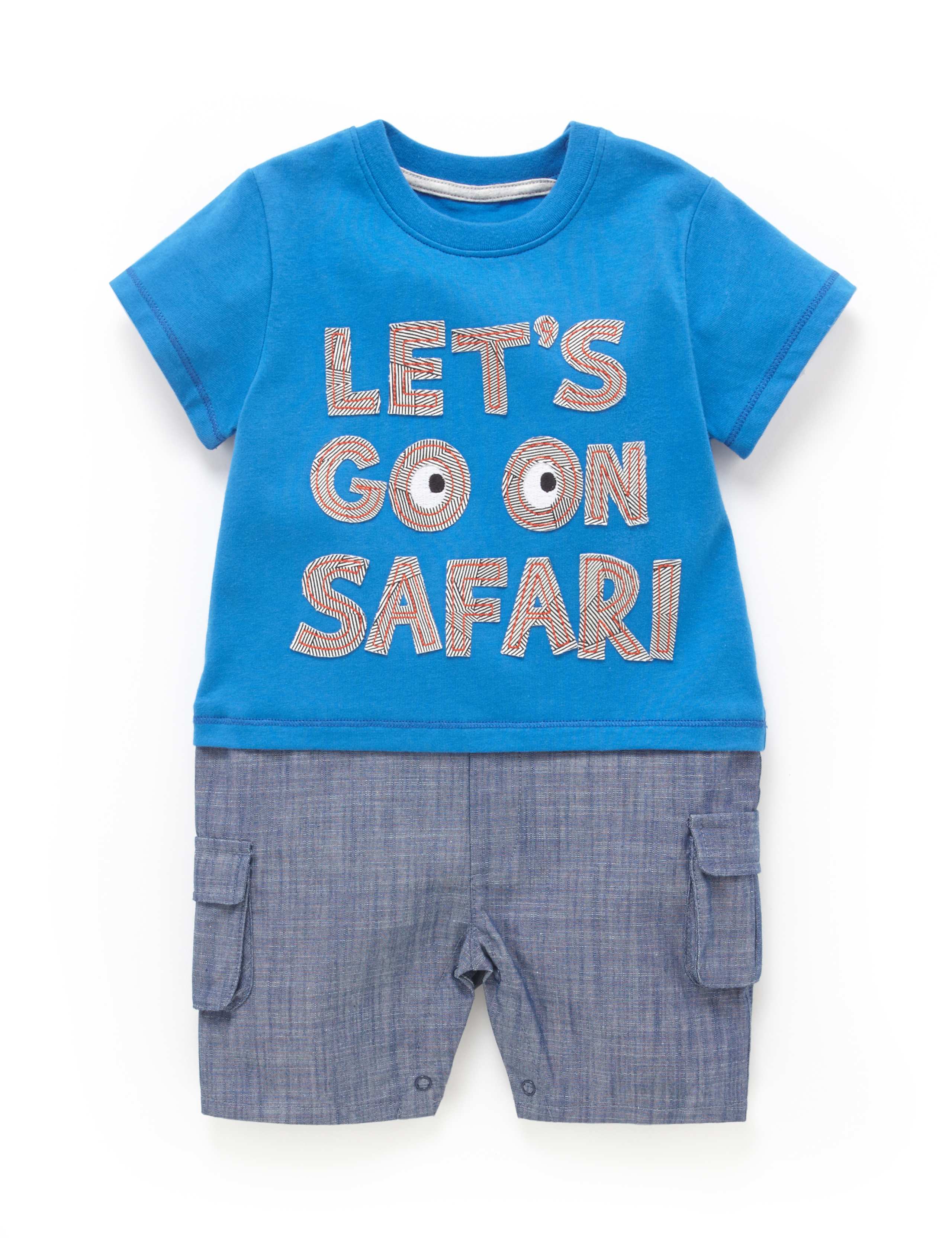 2 Piece Pure Cotton Mock T-Shirt & Shorts Outfit 1 of 3