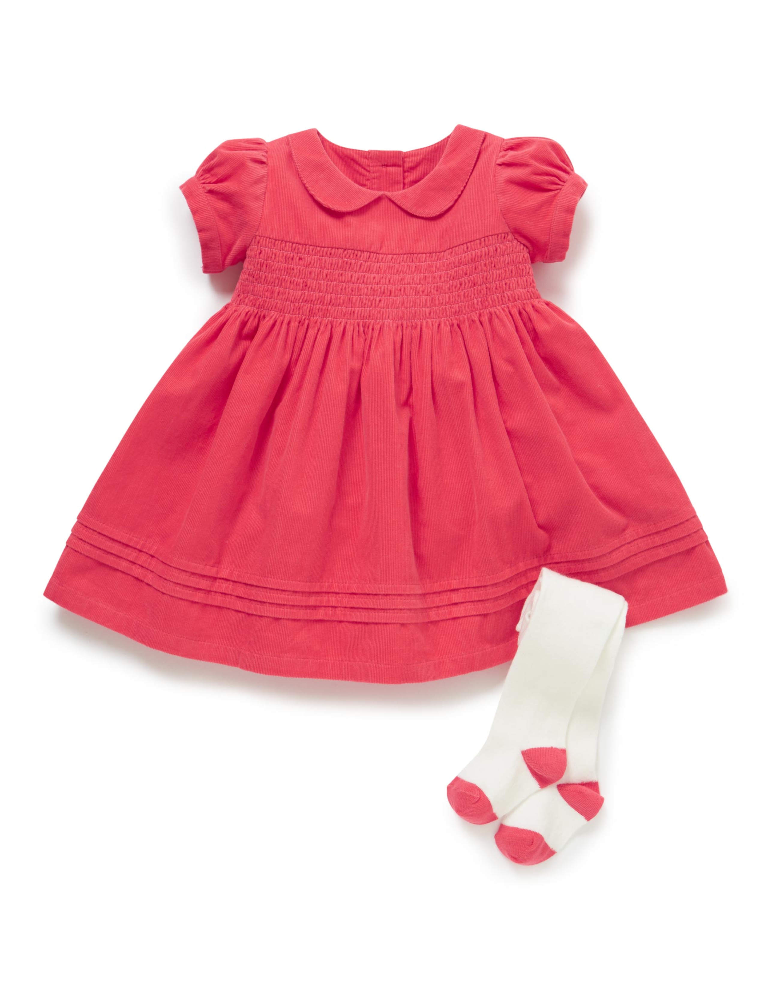 2 Piece Cotton Rich Corduroy Dress & Tights Outfit 1 of 3