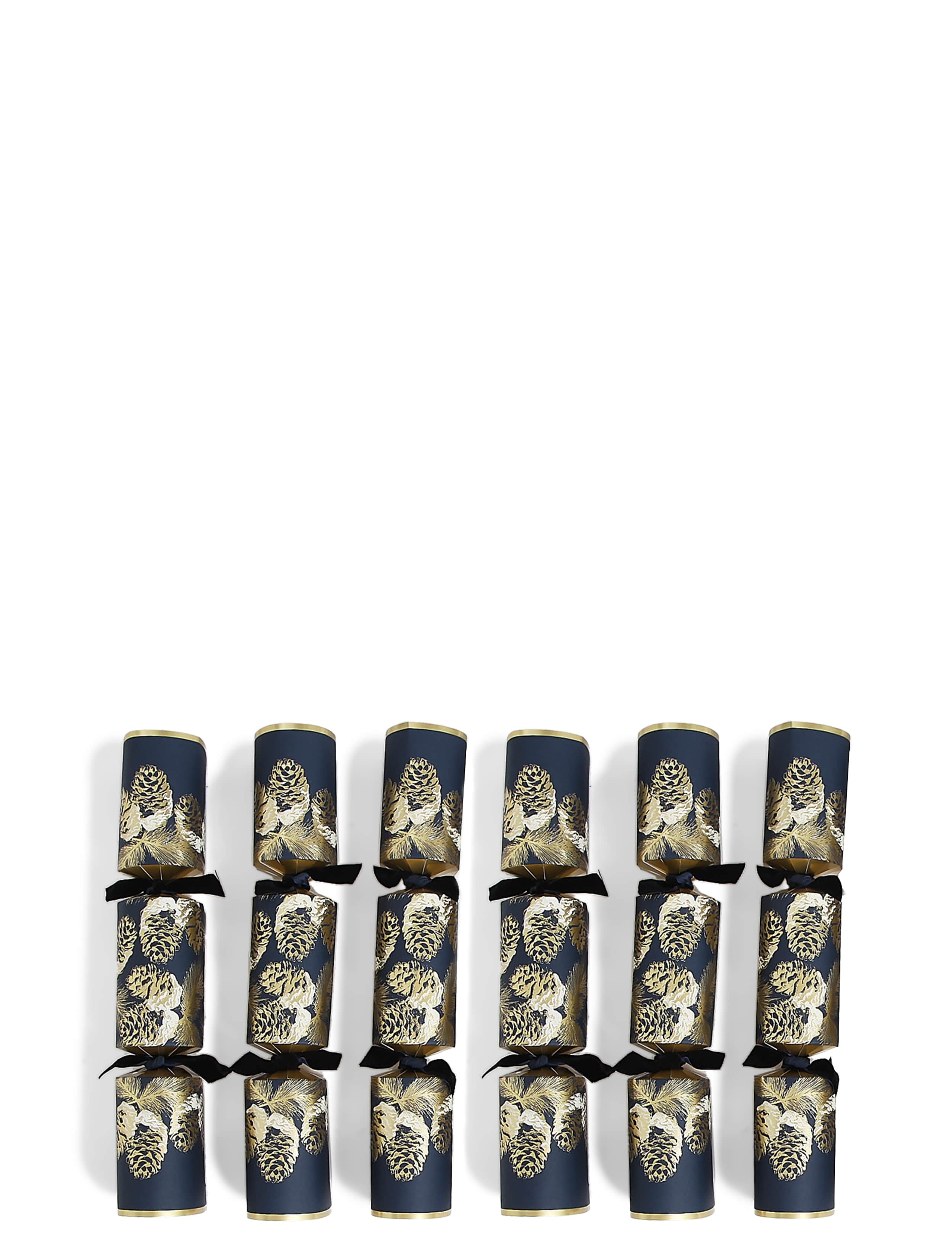 Navy & Gold Pine Cone & Conifer Christmas Crackers Pack of 6 2 of 4