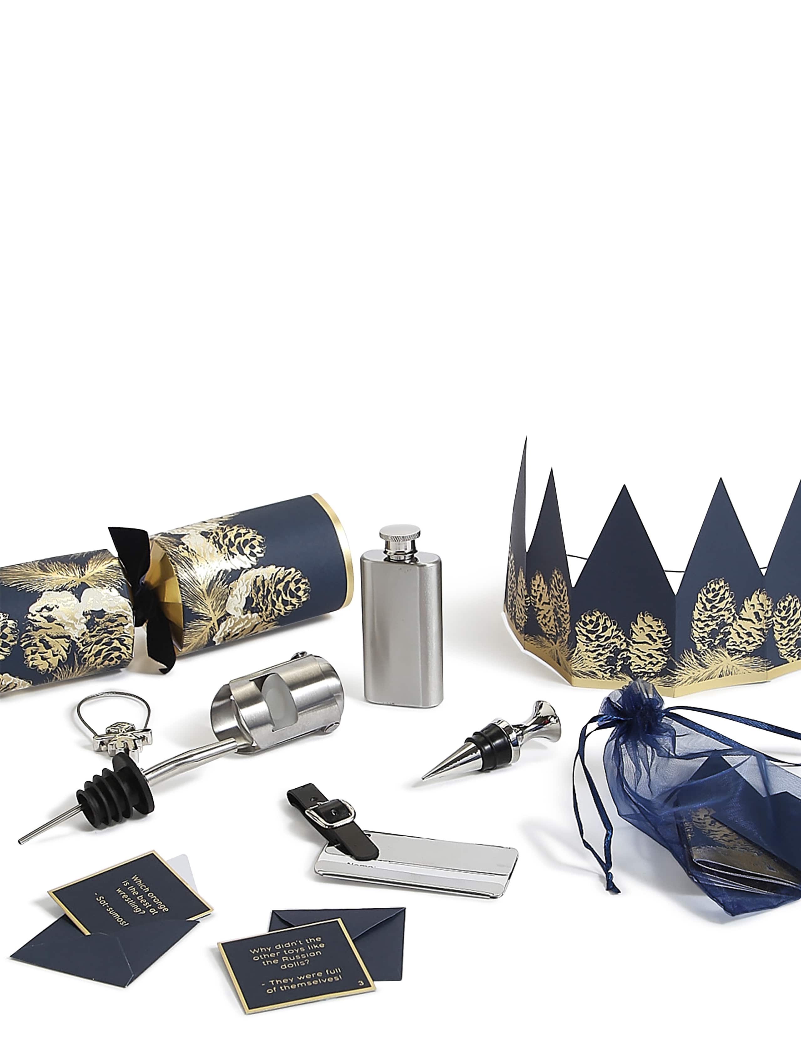 Navy & Gold Pine Cone & Conifer Christmas Crackers Pack of 6 4 of 4