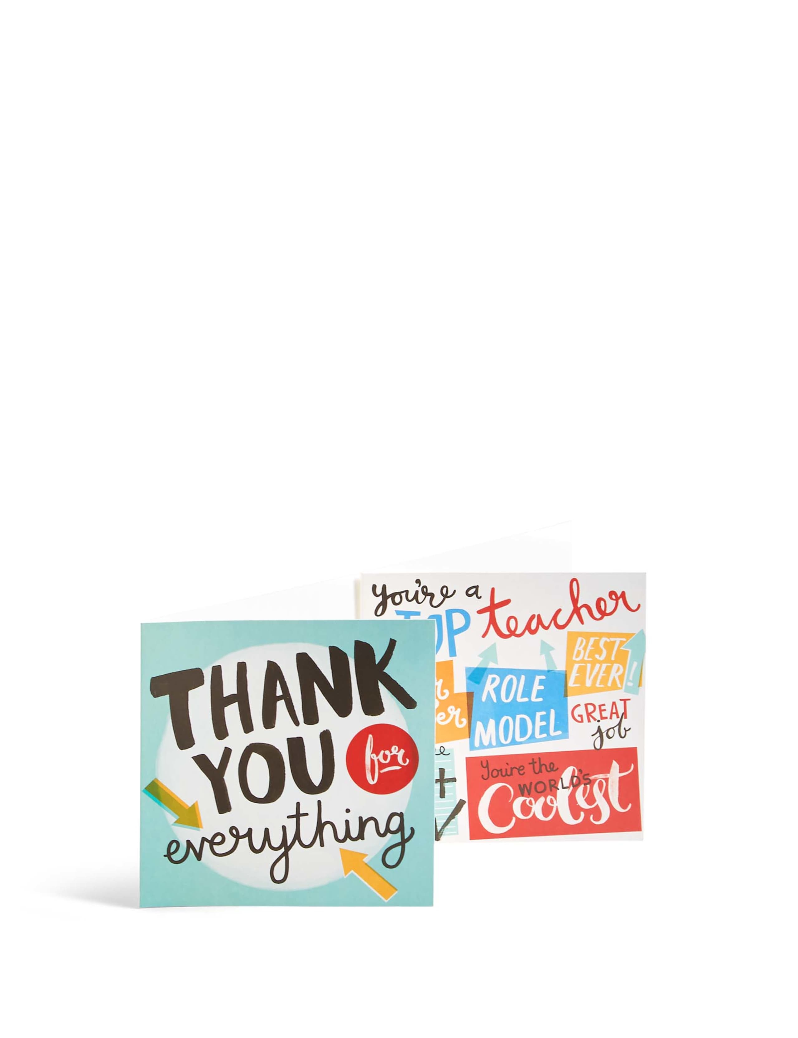 Set of 6 Typographic Thank You Teacher Card 1 of 3
