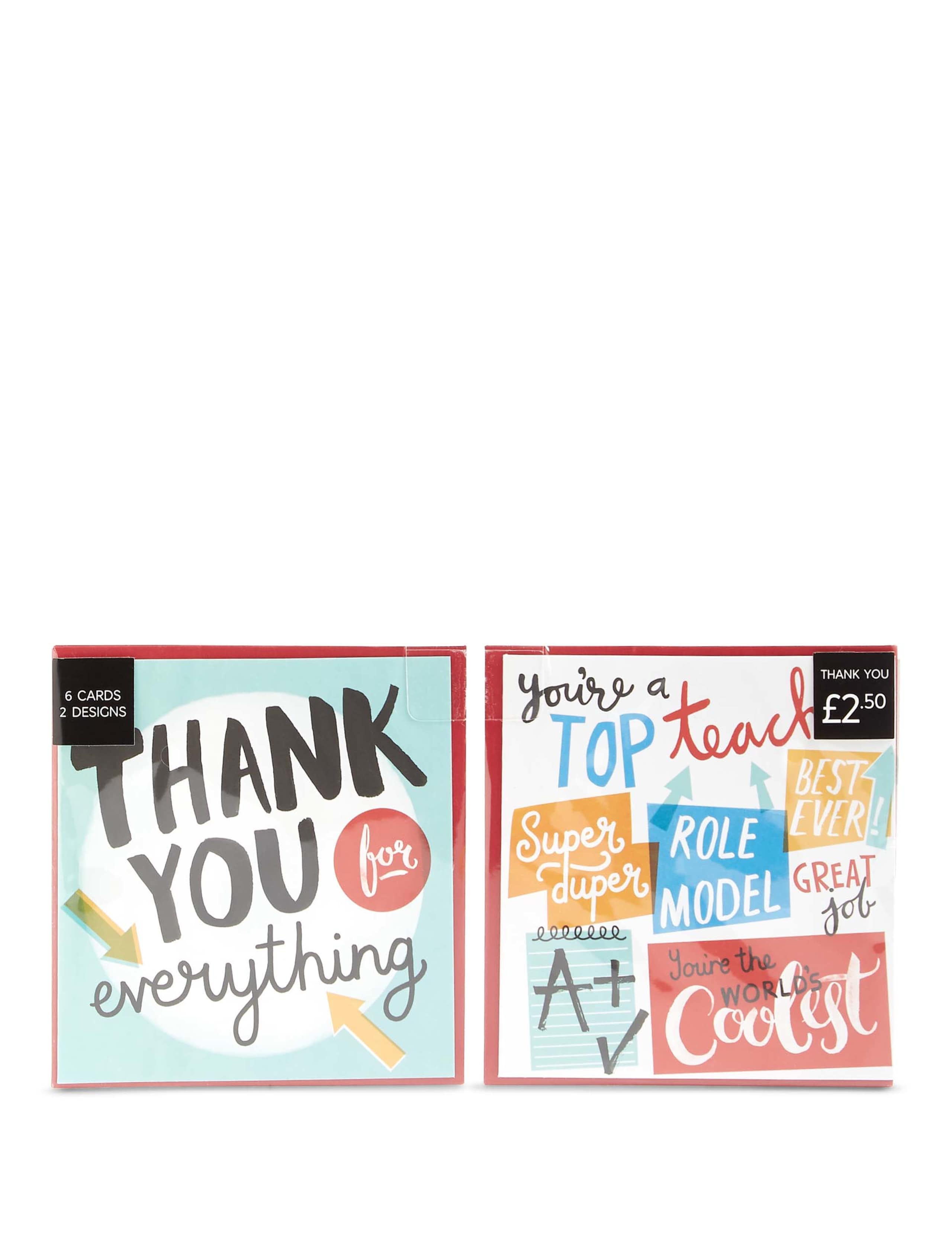 Set of 6 Typographic Thank You Teacher Card 3 of 3