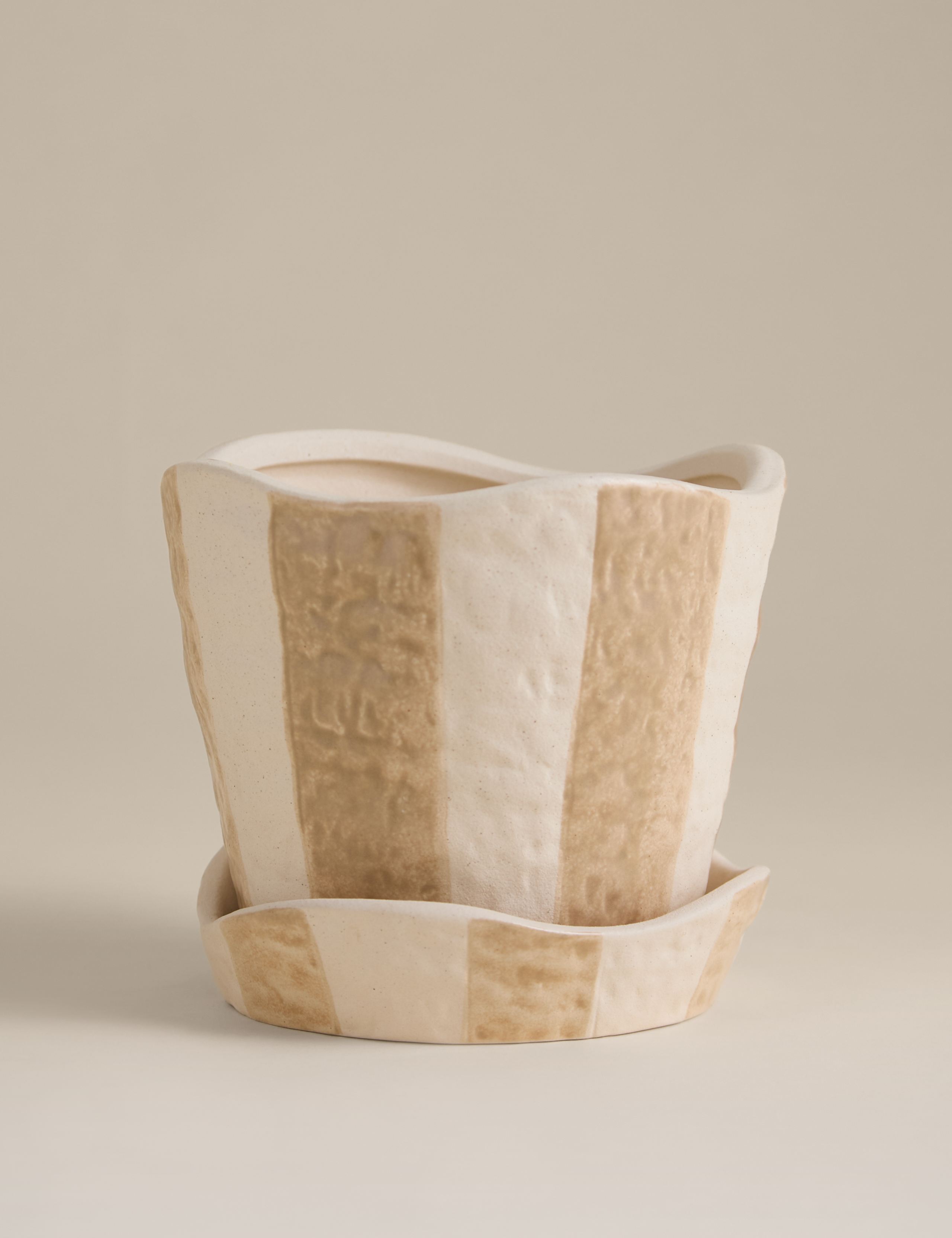 Striped Ceramic Plant Pot 1 of 3