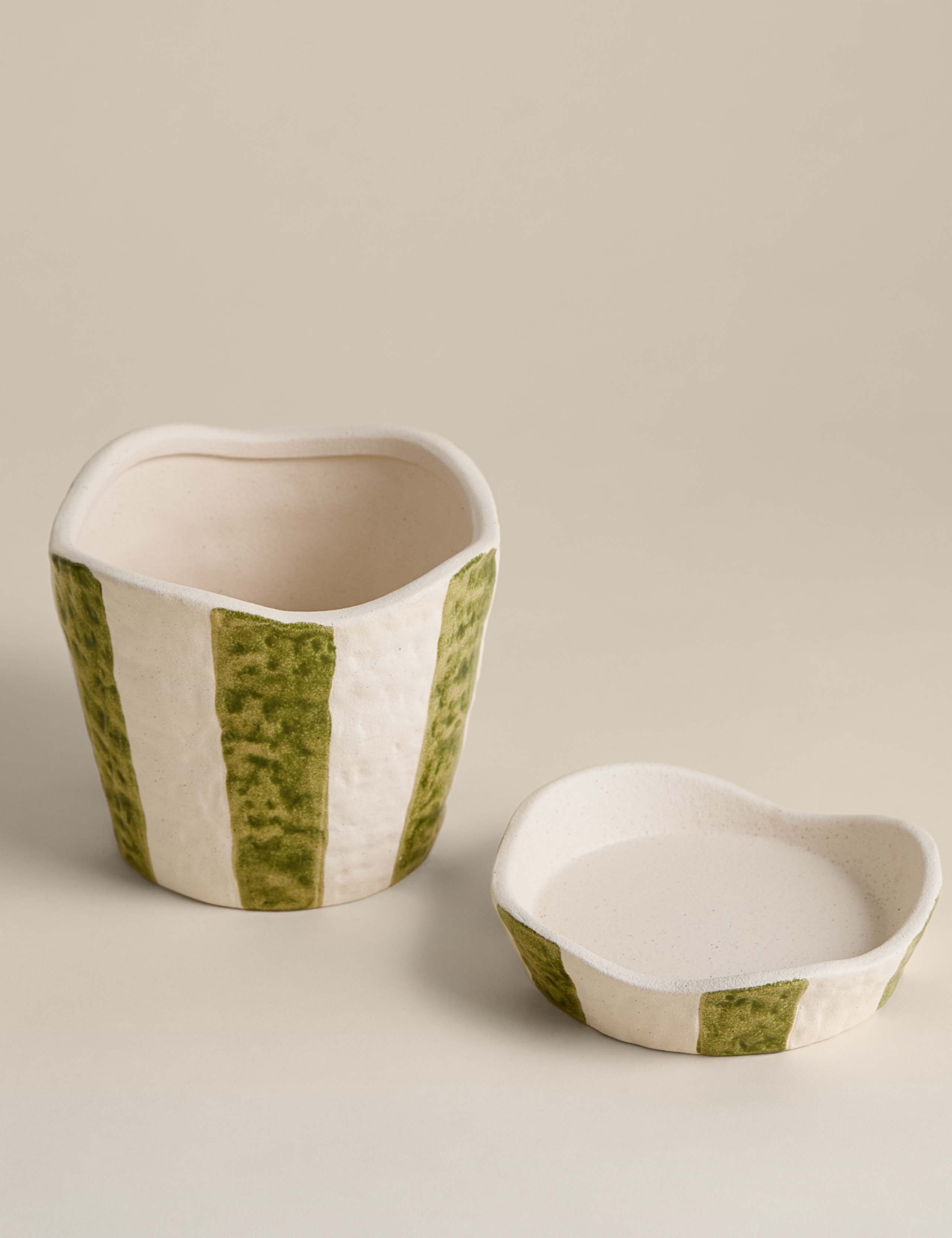 Striped Textured Ceramic Planter 2 of 3