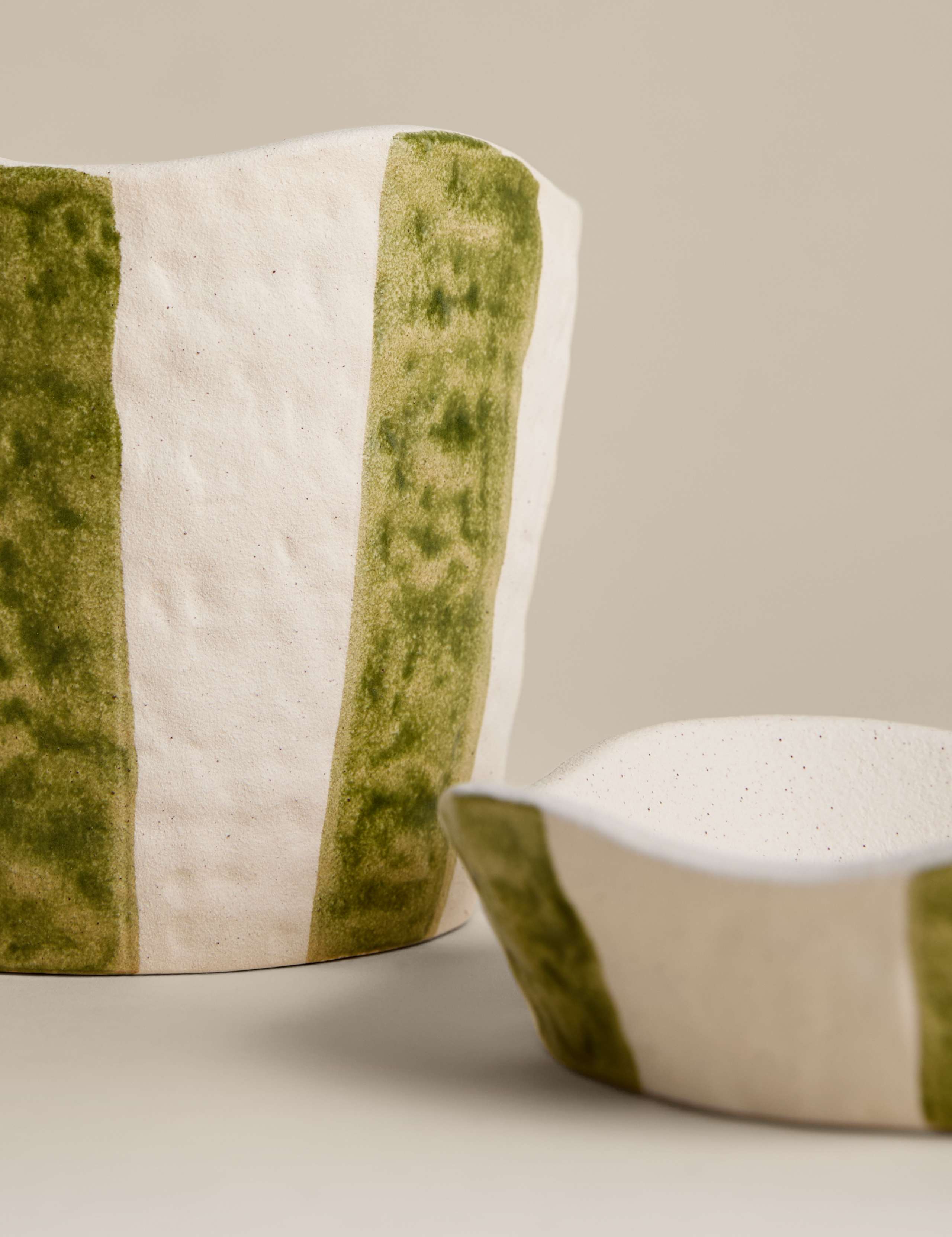 Striped Textured Ceramic Planter 3 of 3