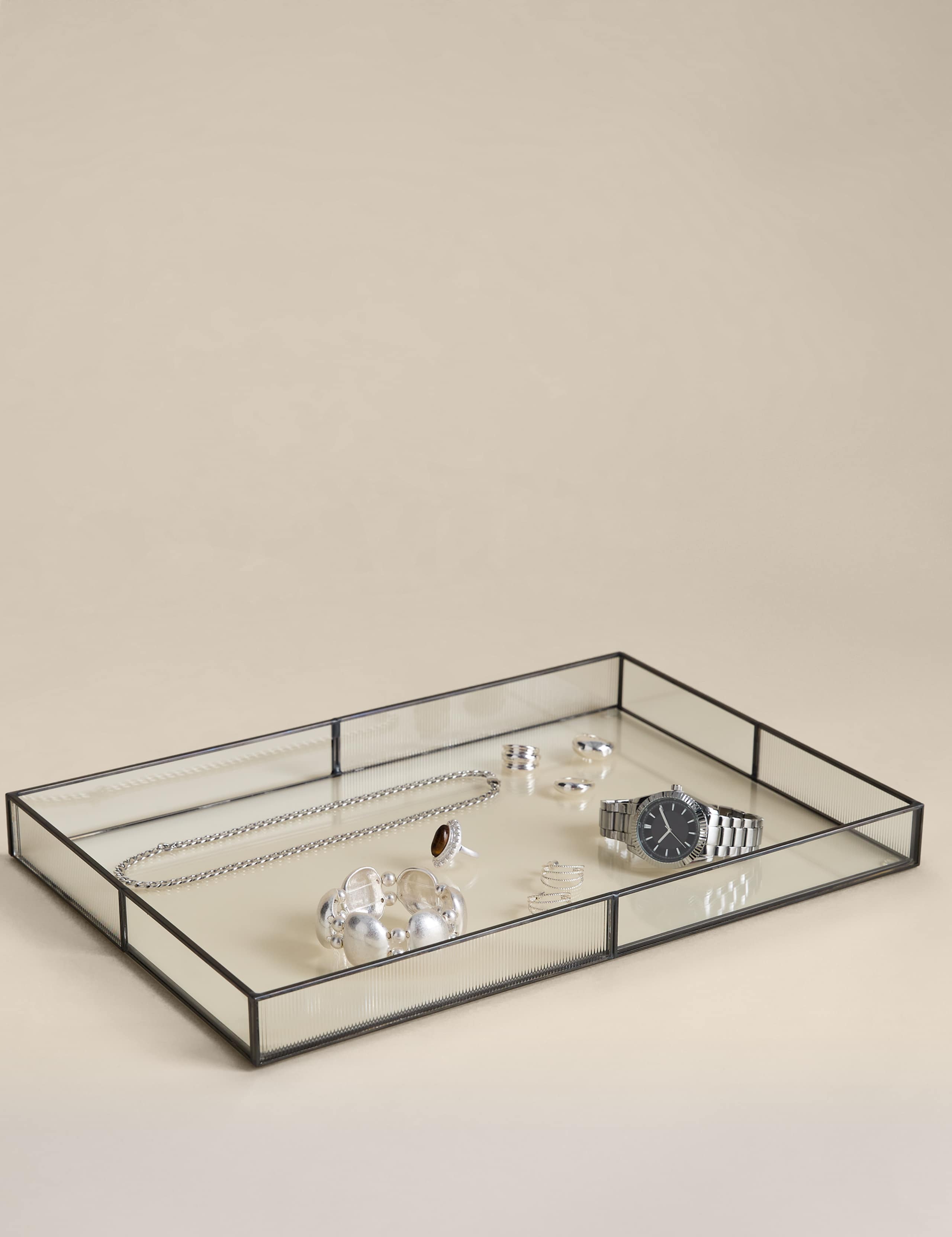 Large Ribbed Glass Trinket Tray 2 of 5