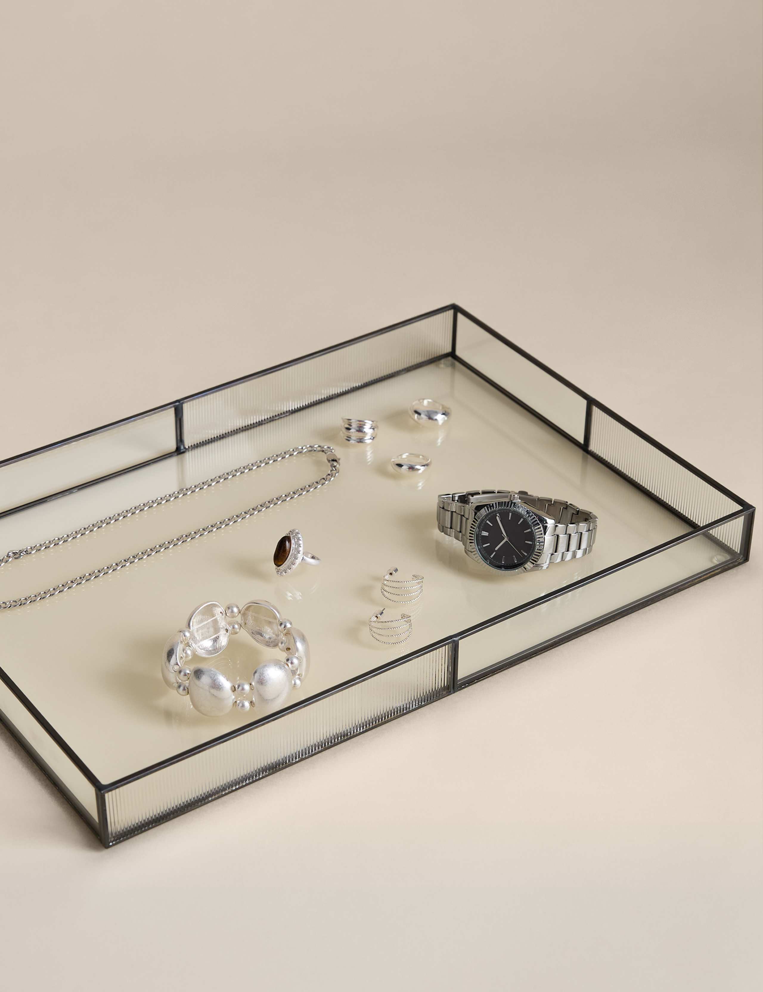 Large Ribbed Glass Trinket Tray 3 of 5