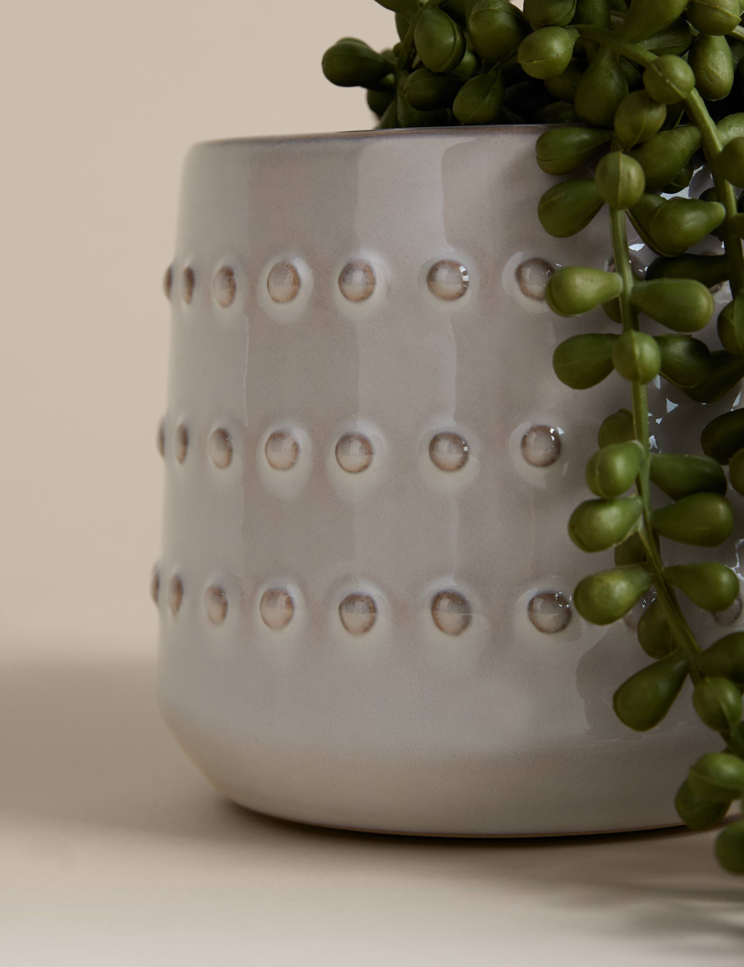 Artificial String of Pearls in Ceramic Plant Pot 3 of 3