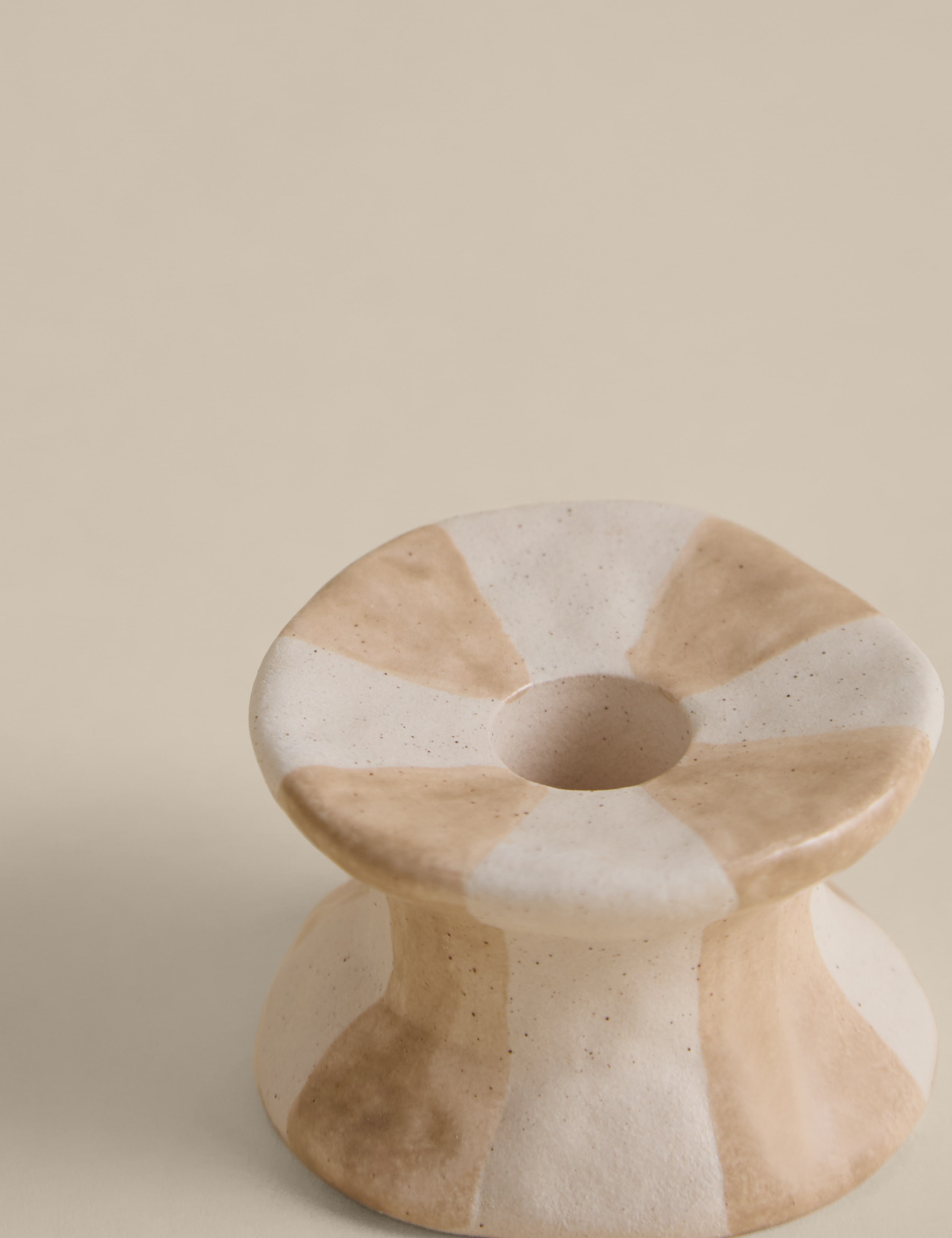 3 Pack Striped Ceramic Dinner Candle Holders 3 of 5