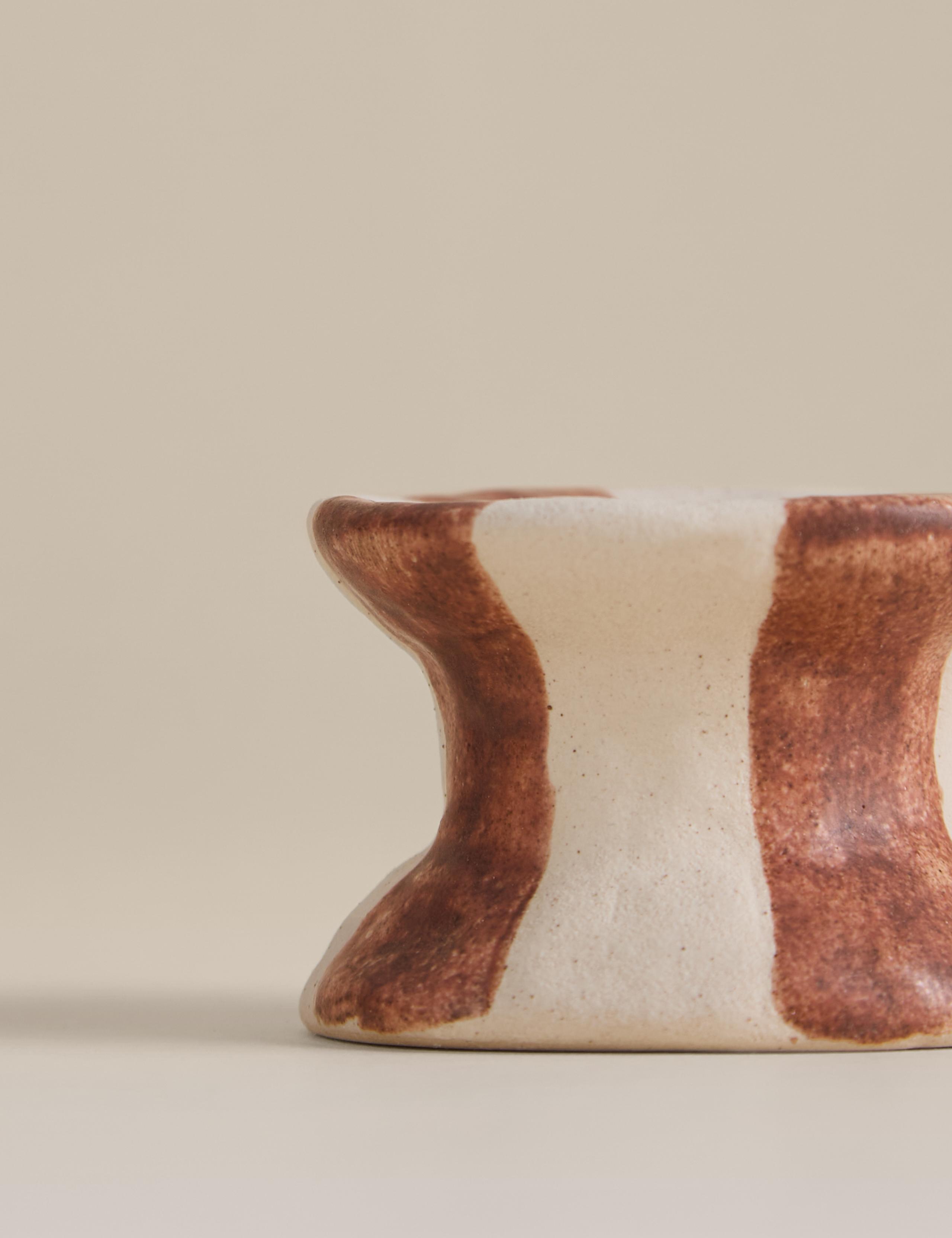 3 Pack Striped Ceramic Dinner Candle Holders 4 of 5