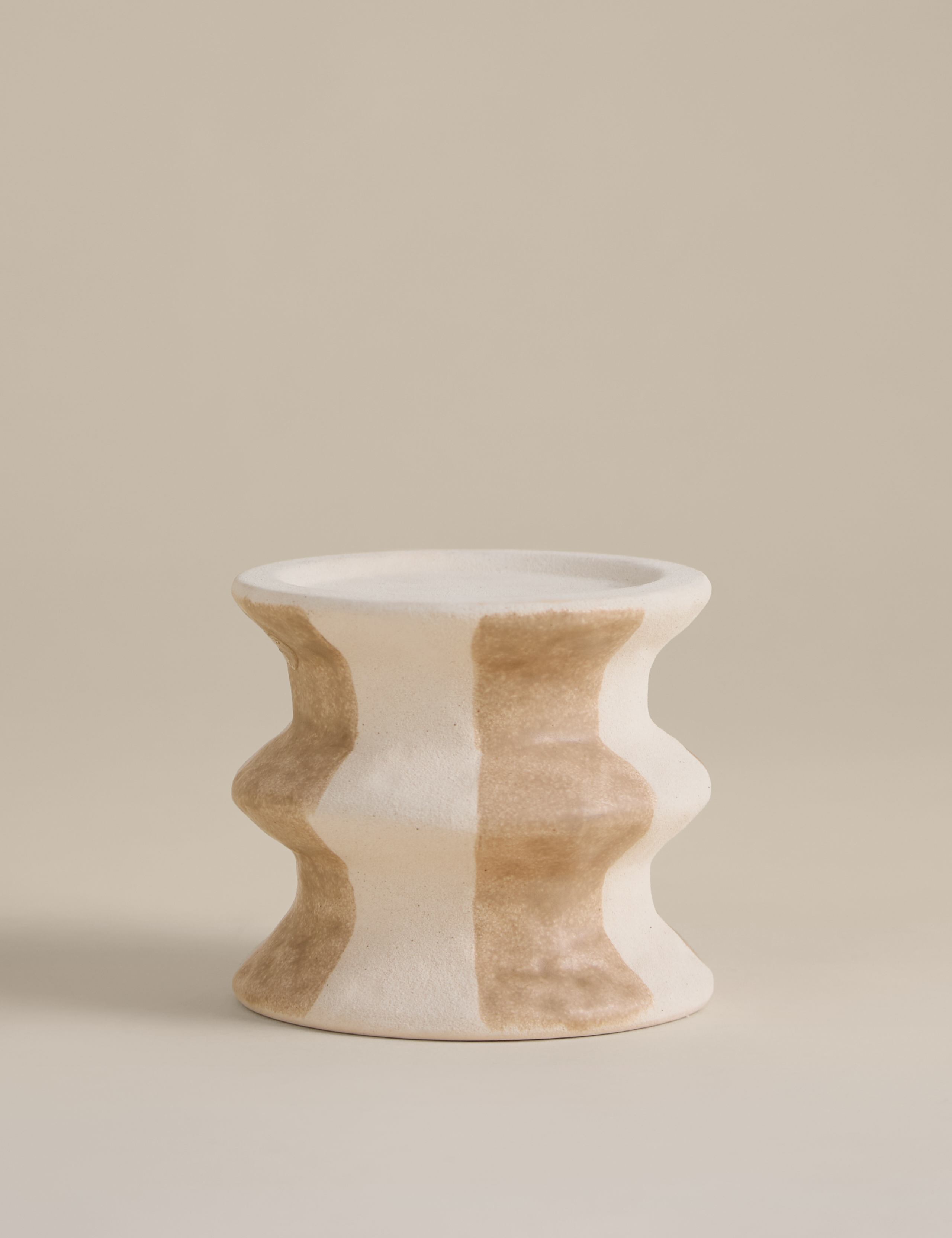 Striped Ceramic Pillar Candle Holder 2 of 4