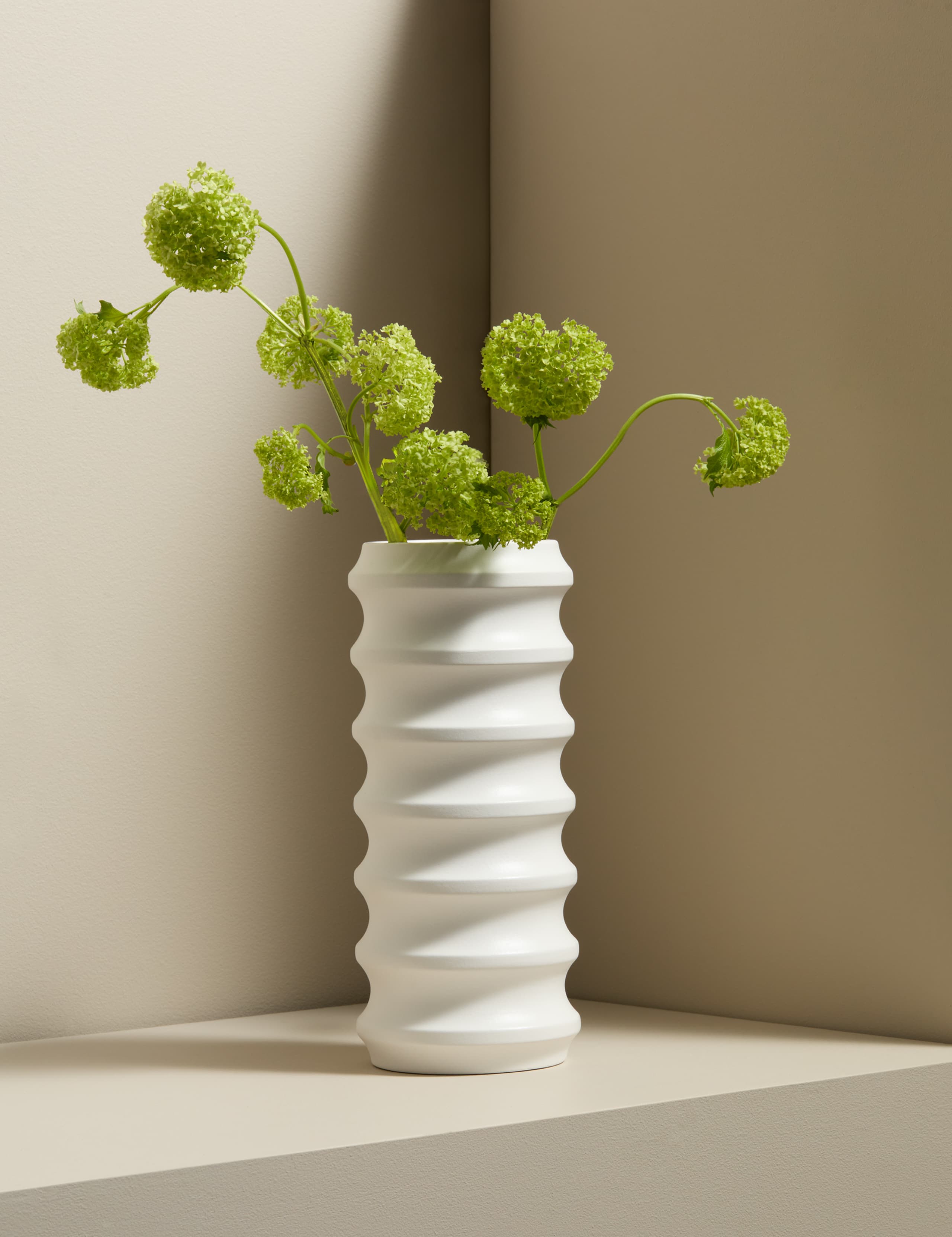 Tall Ribbed Ceramic Vase 1 of 6