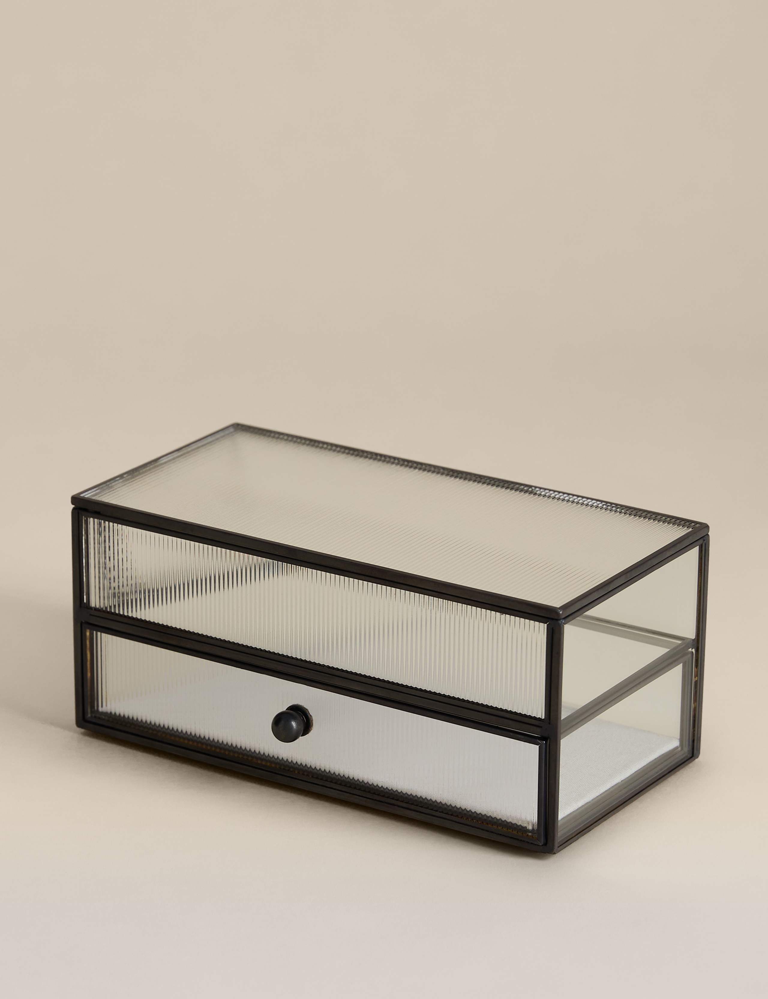 Ribbed Glass Drawer Trinket Box 1 of 6