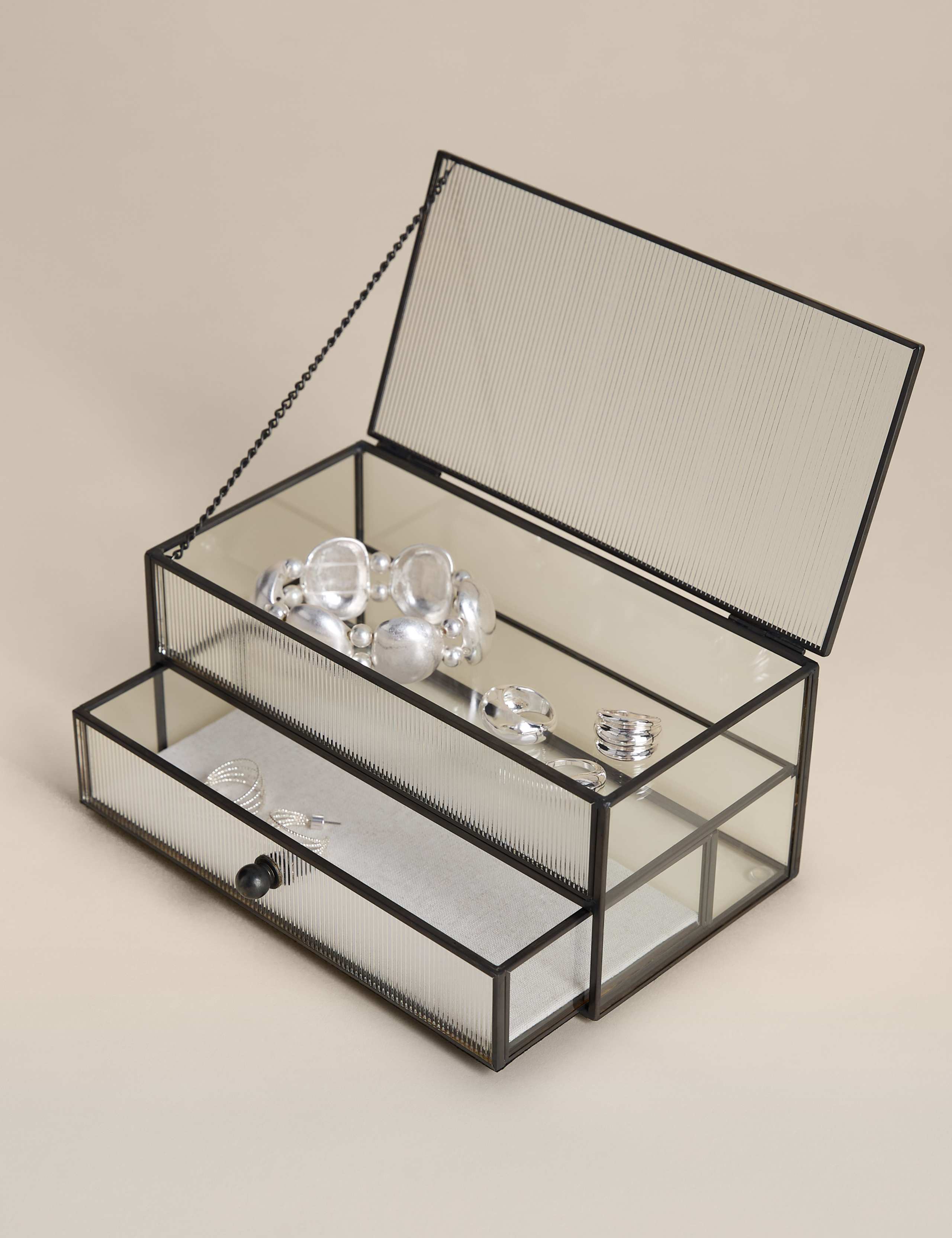 Ribbed Glass Drawer Trinket Box 2 of 6