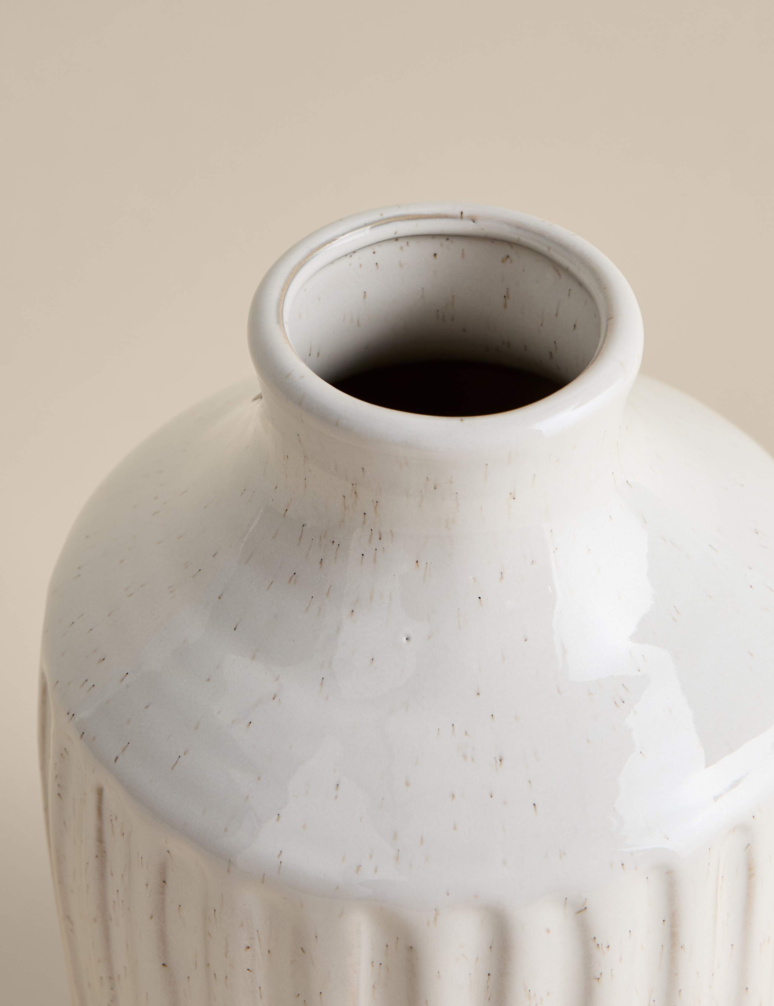 Tall Ridged Ceramic Vase 3 of 4