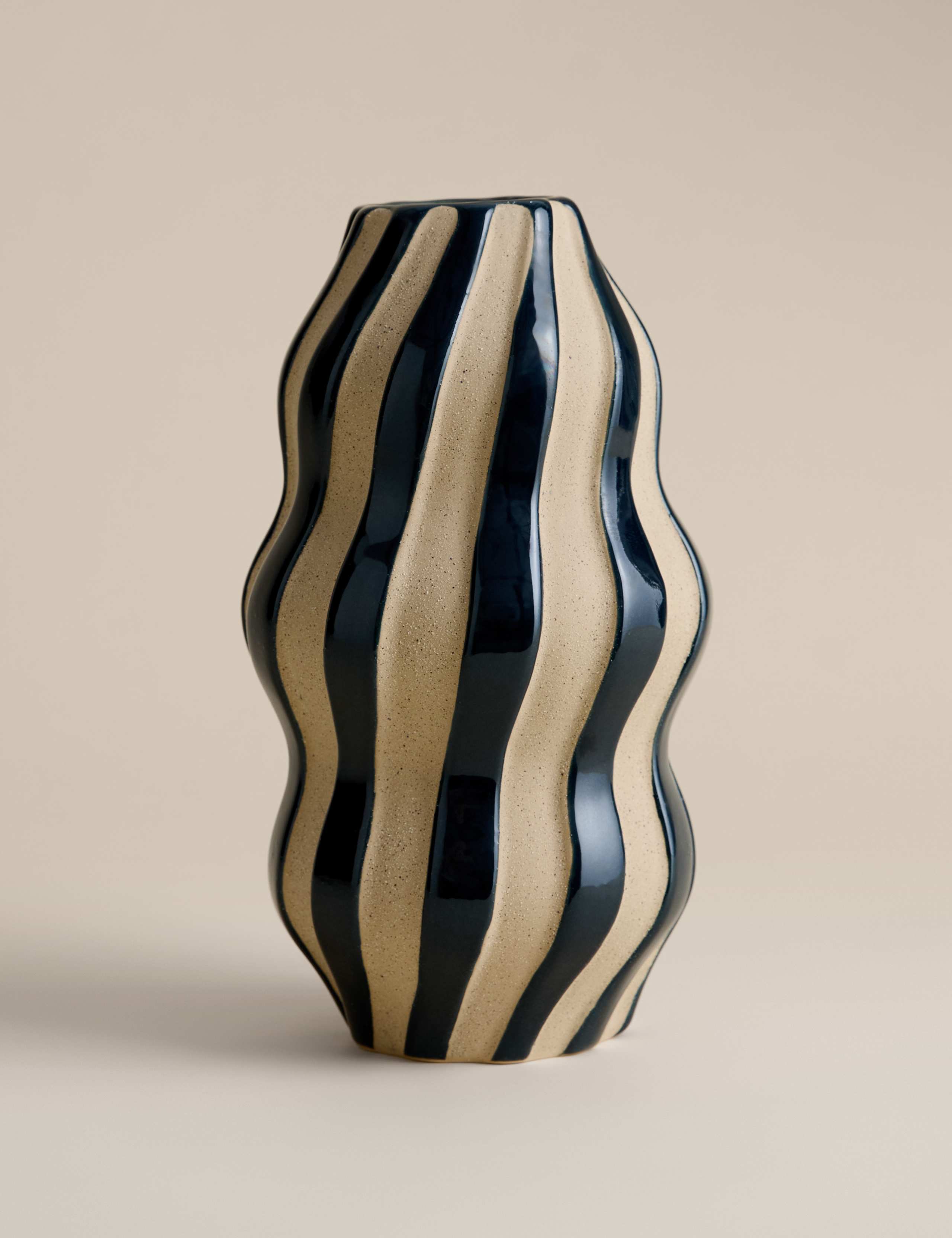 Large Striped Ceramic Vase 1 of 3