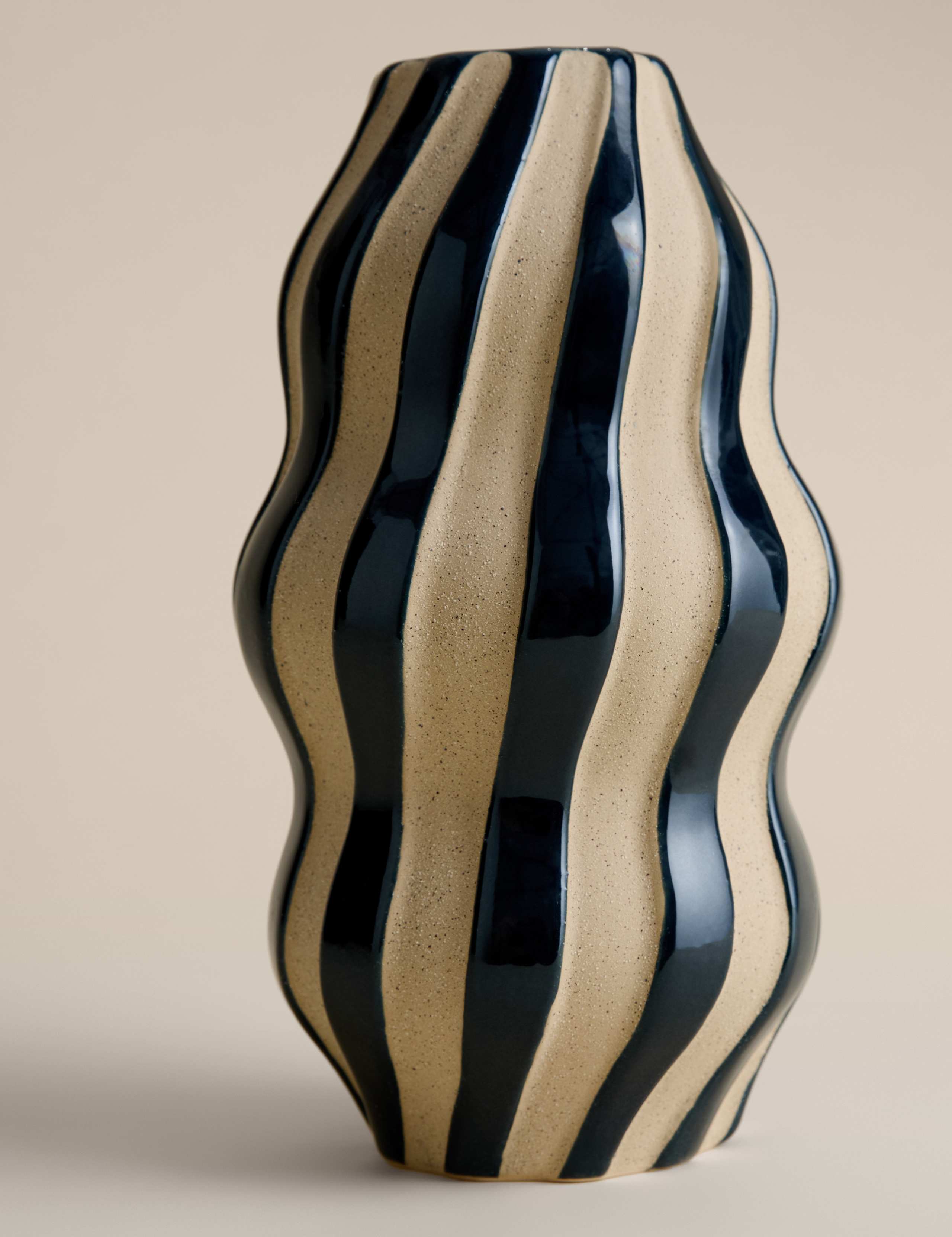 Large Striped Ceramic Vase 3 of 3