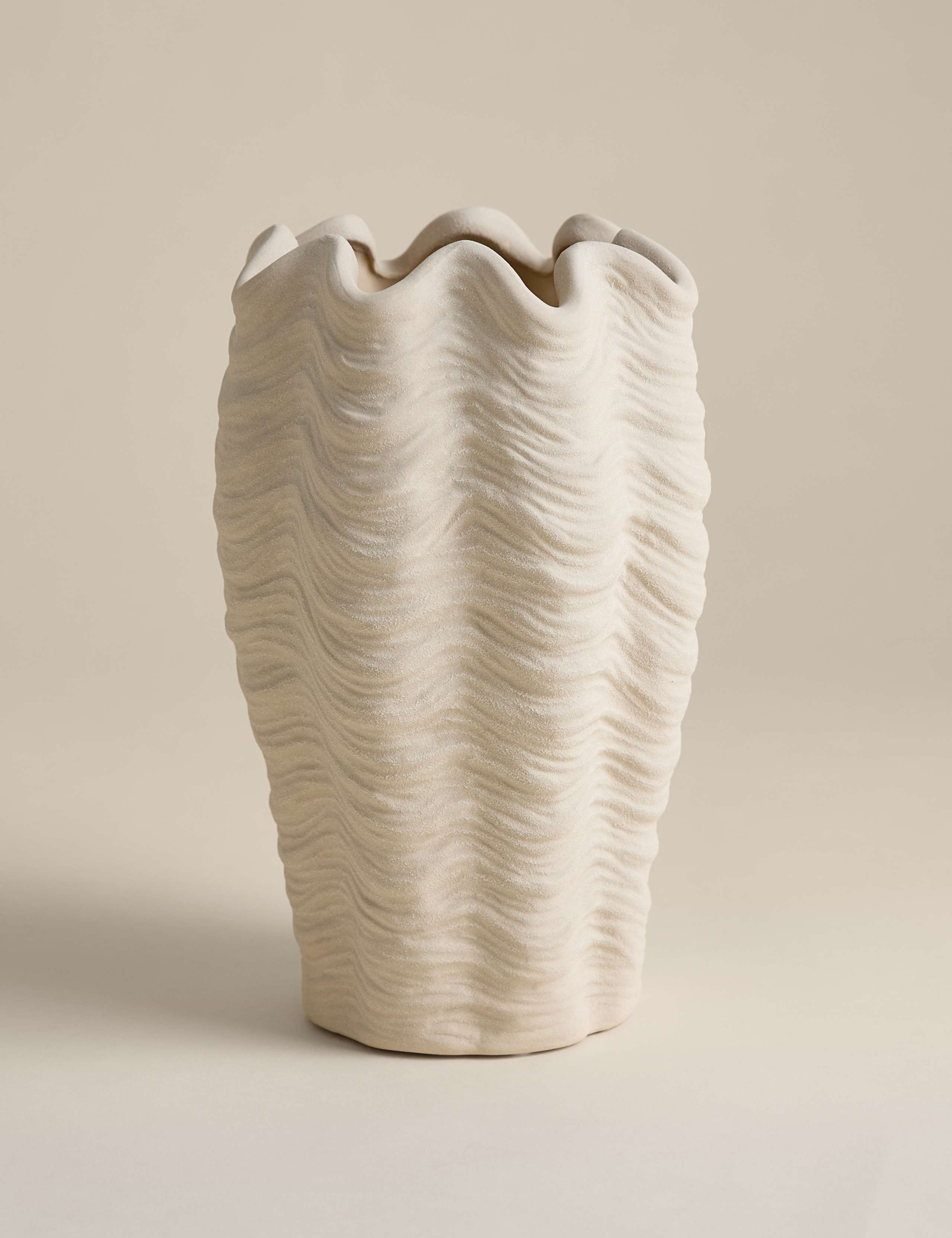 Coastal Shell Textured Ceramic Vase 1 of 3
