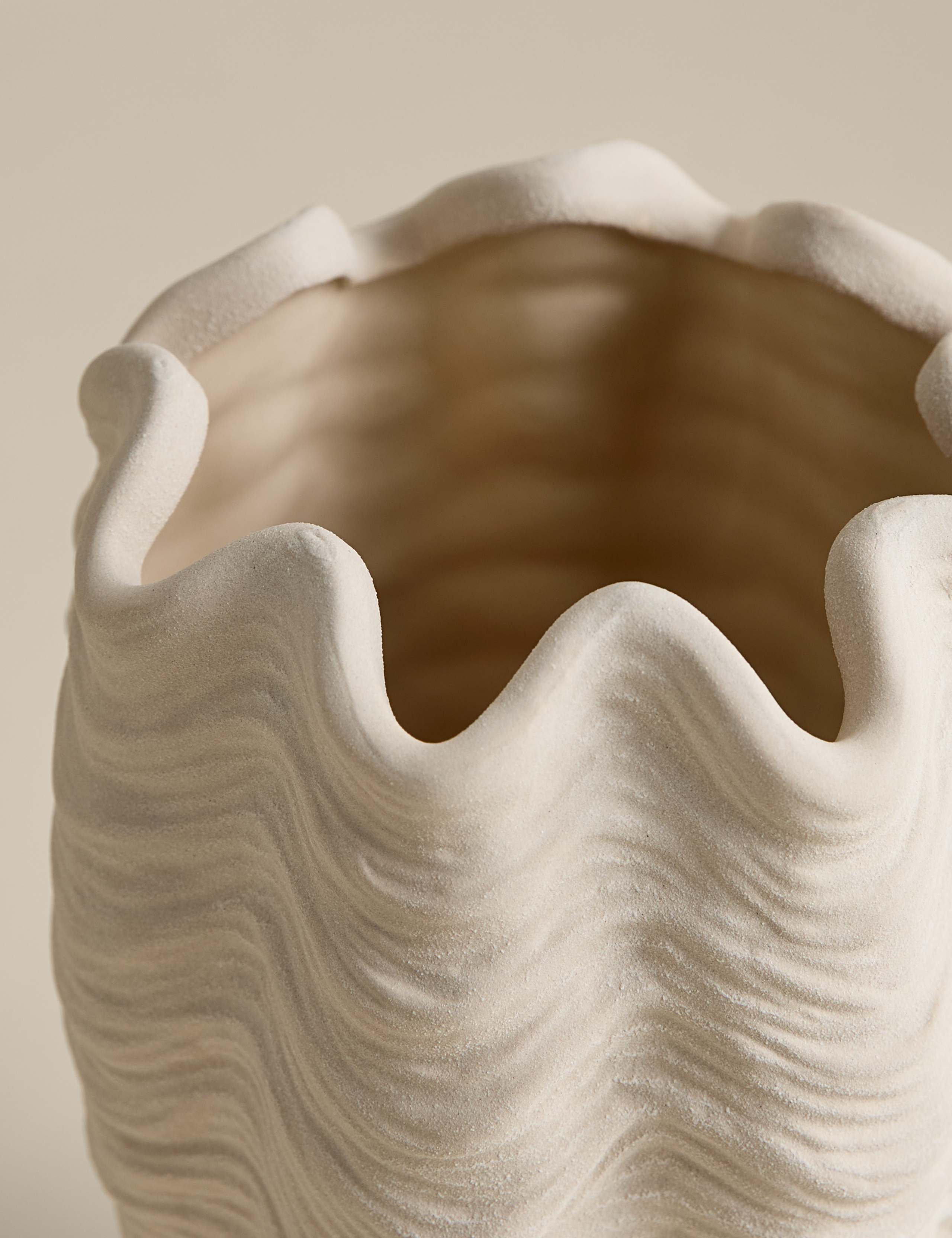 Coastal Shell Textured Ceramic Vase 2 of 3