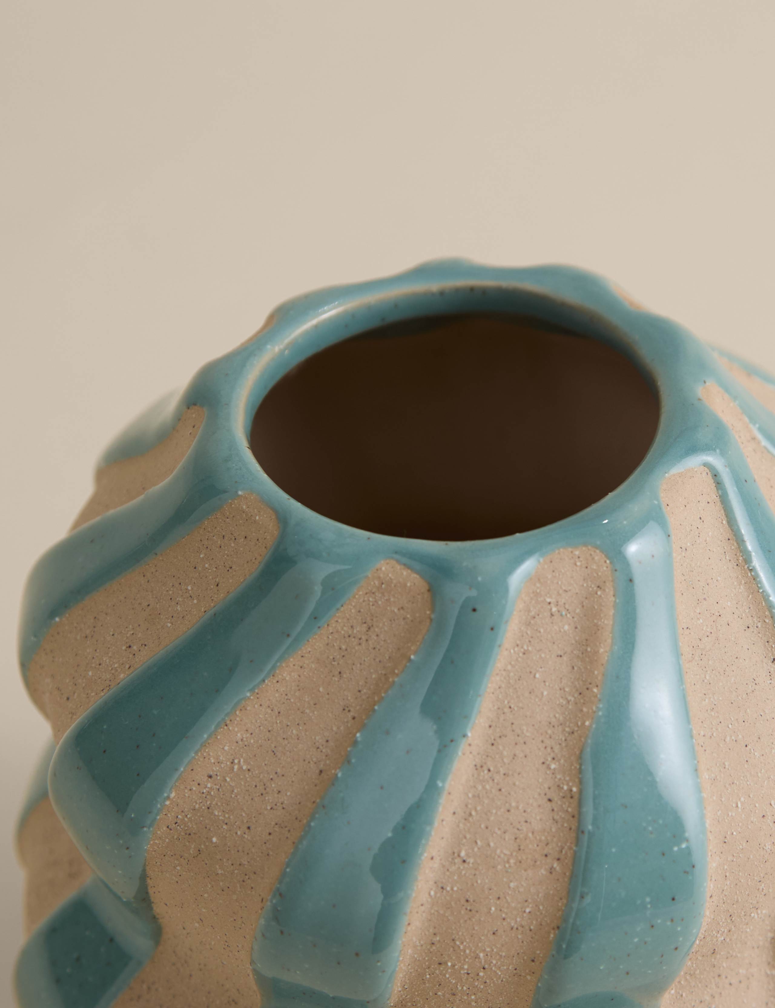 Medium Striped Ceramic Vase 2 of 3